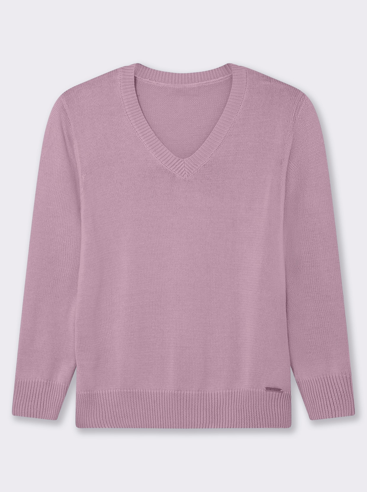 V-Ausschnitt-Pullover mit Baumwolle - altrosé