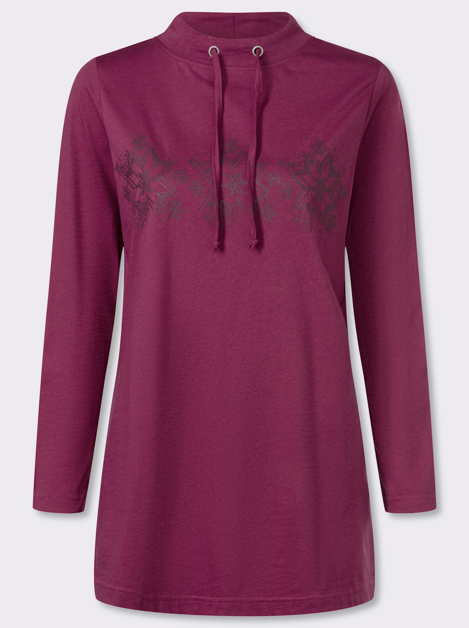 Longshirt mit Schneeflocken-Print - malve-burgund