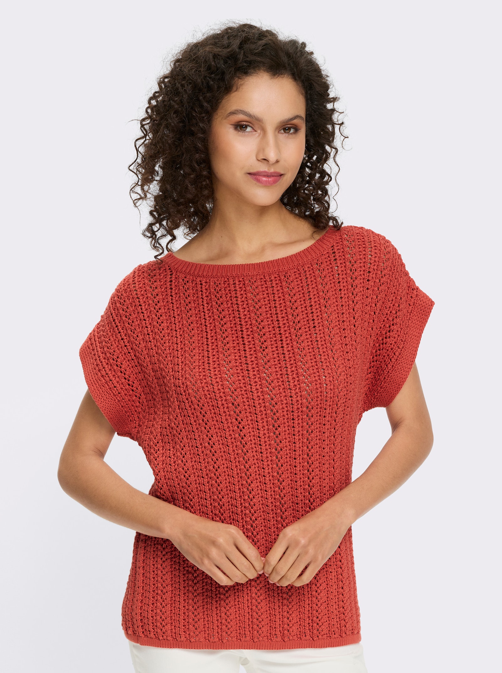 heine Pull ajouré avec manches chauve-souris - terre cuite