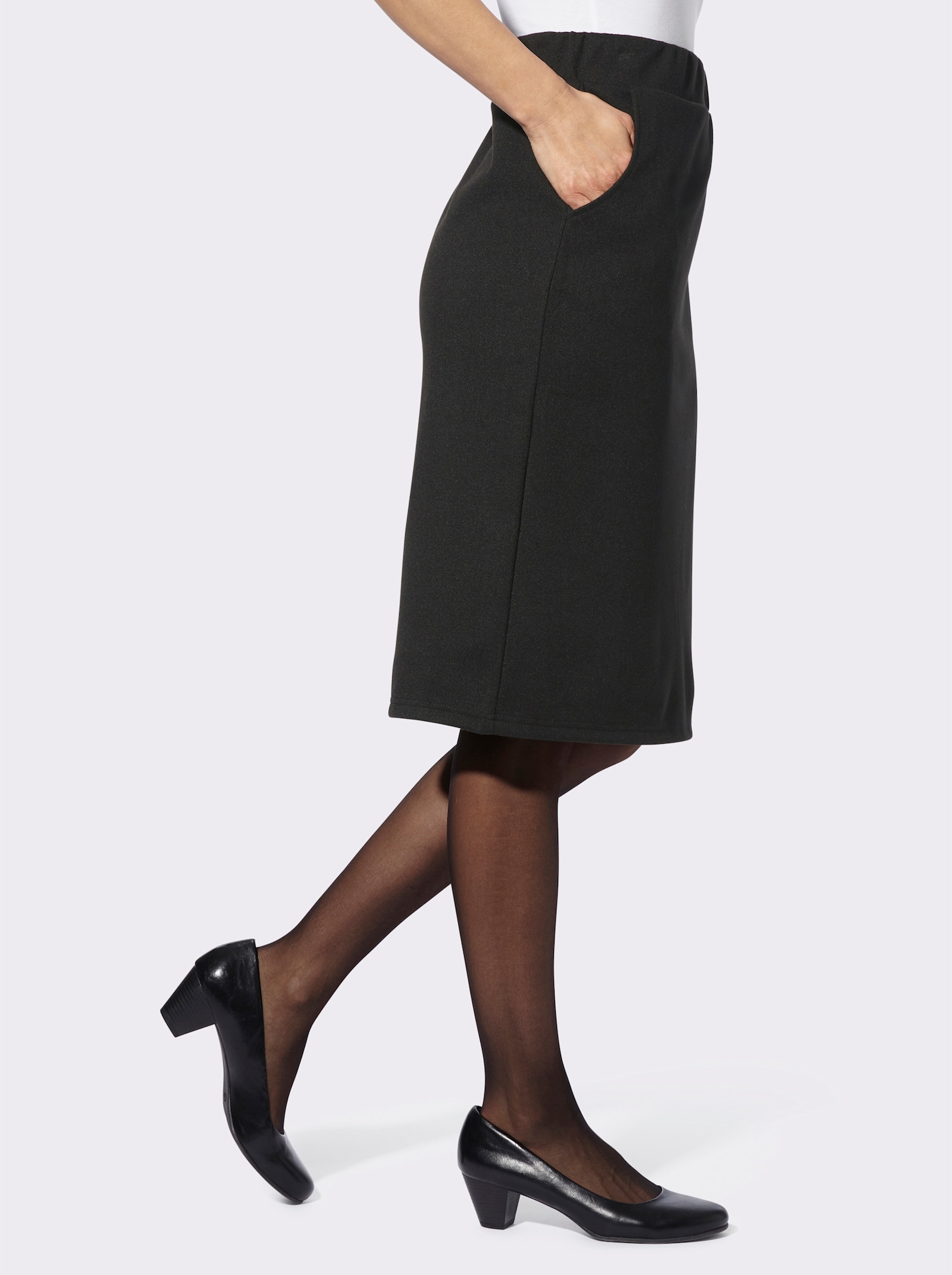 Jerseyrok met blinde loopsplit achter - zwart