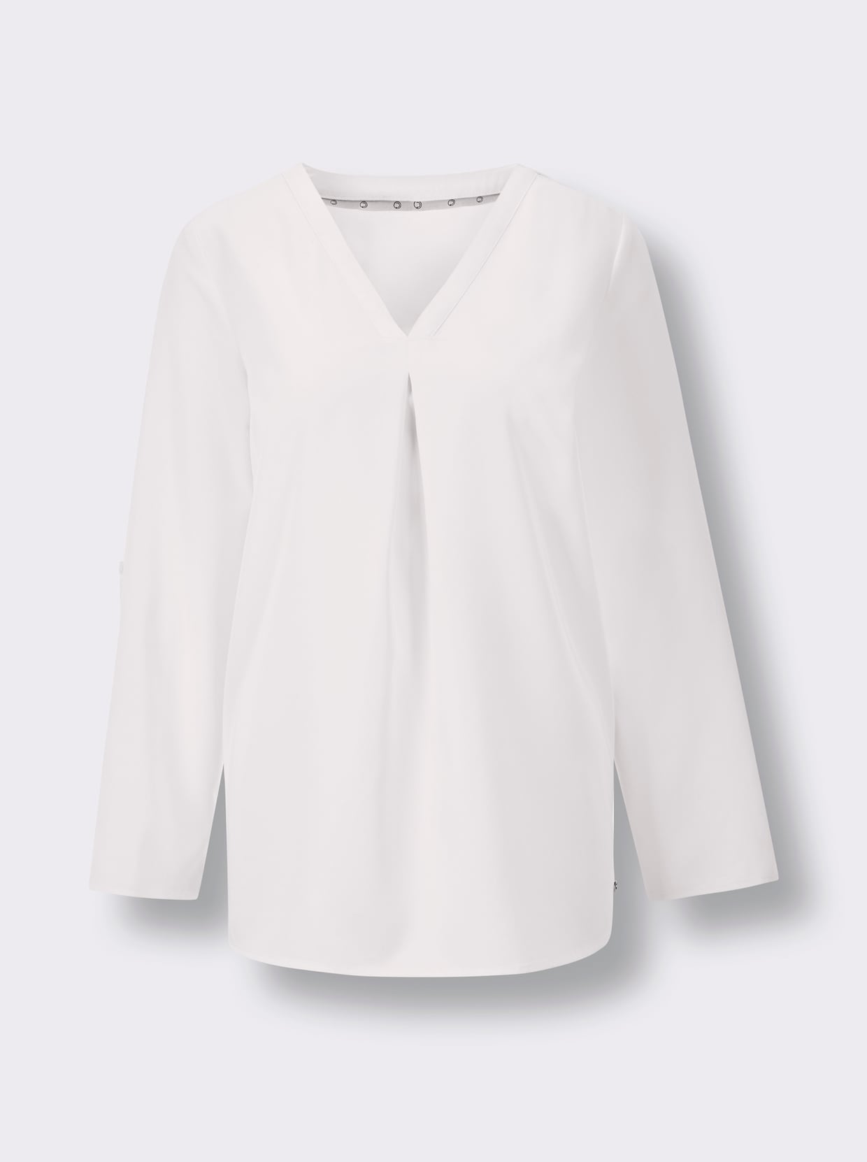 CREATION L PREMIUM Longbluse mit seidig-mattem Glanz - weiss