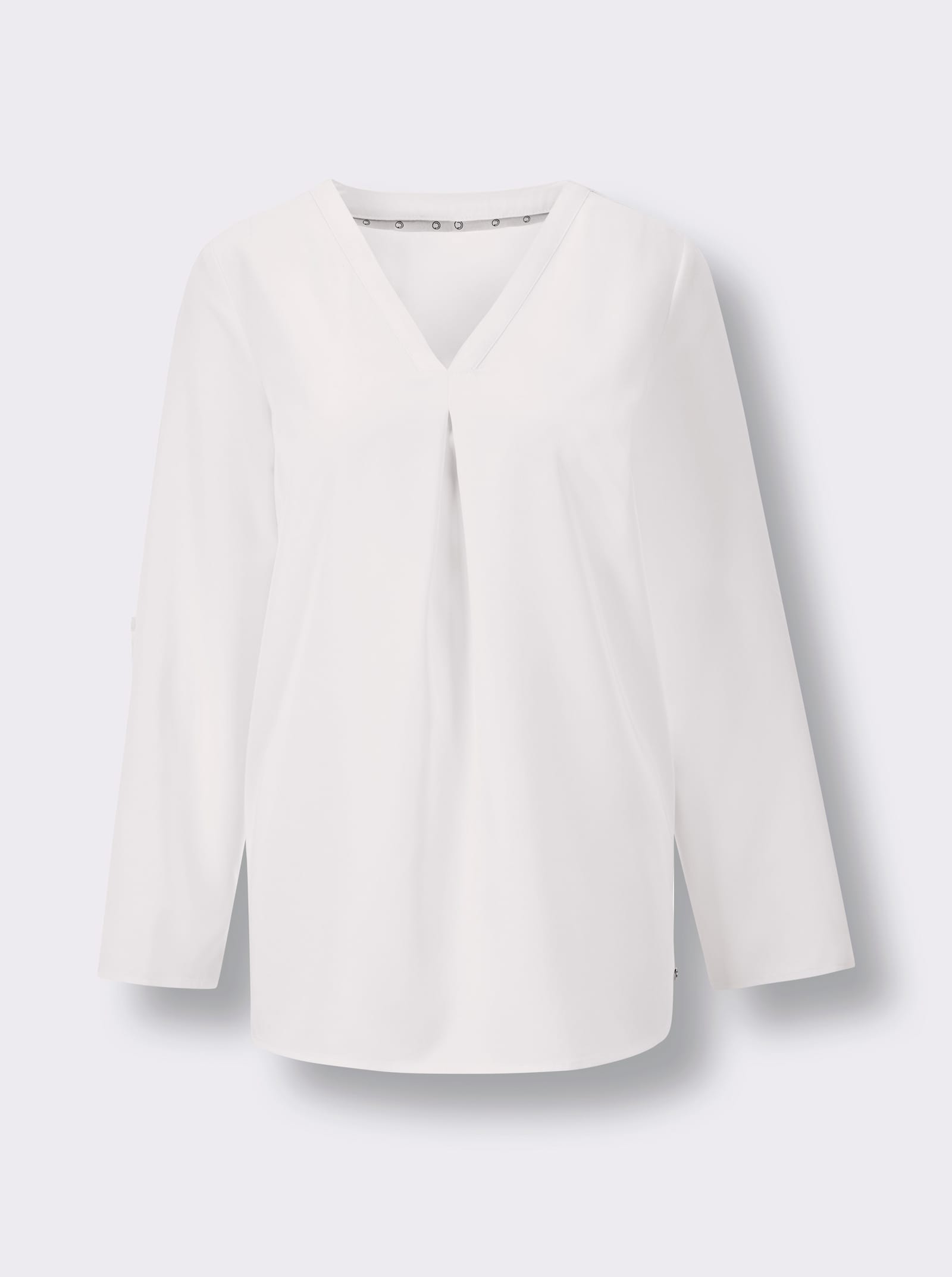 CREATION L PREMIUM Longbluse mit seidig-mattem Glanz - weiß