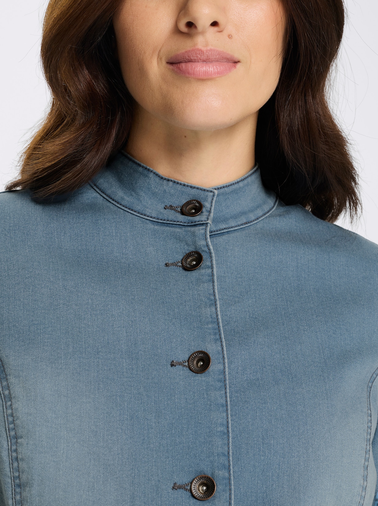 Jeansjacke mit Stehkragen - blue-bleached