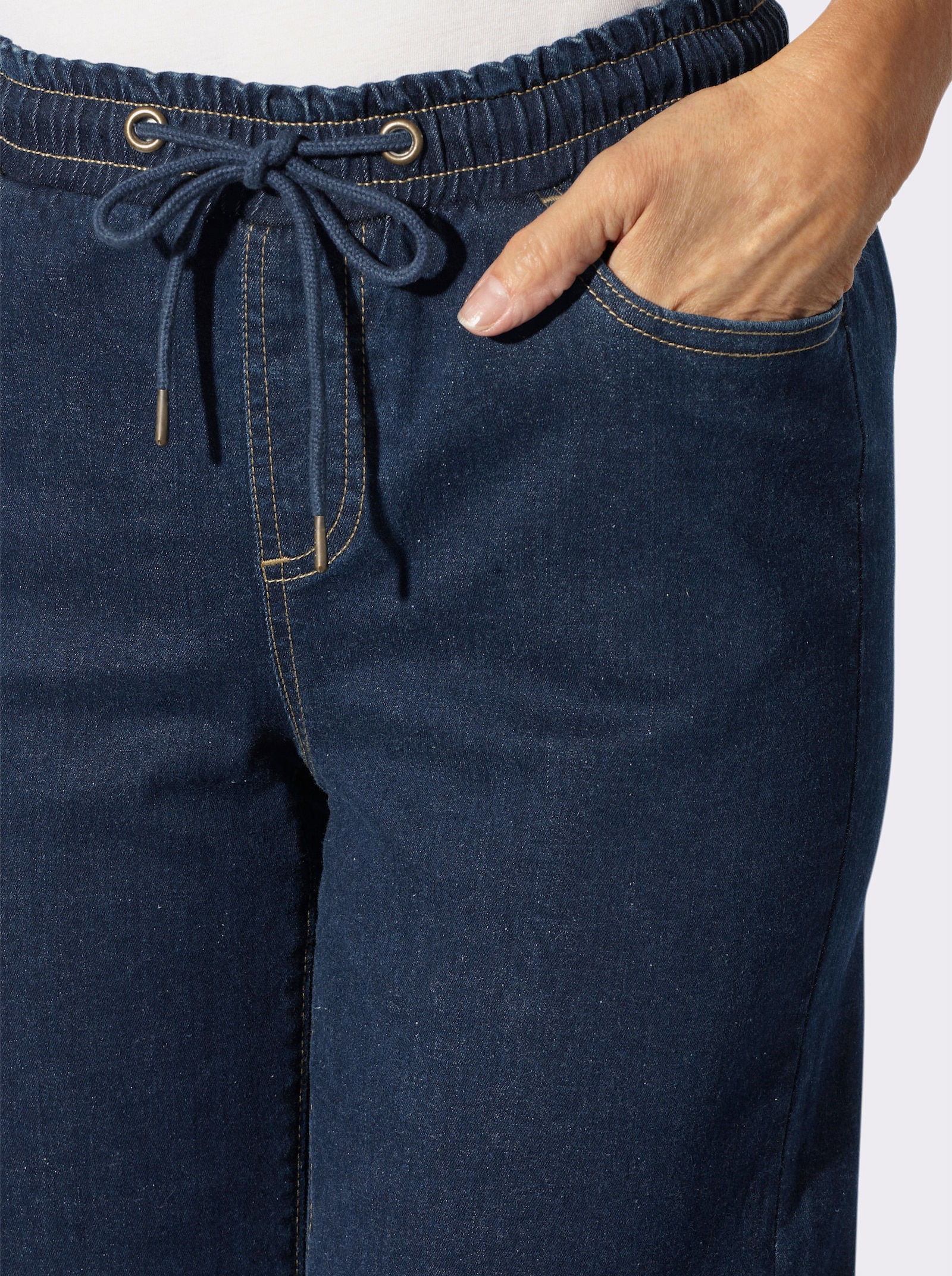 Schlupfjeans mit weitem Bein - dark blue