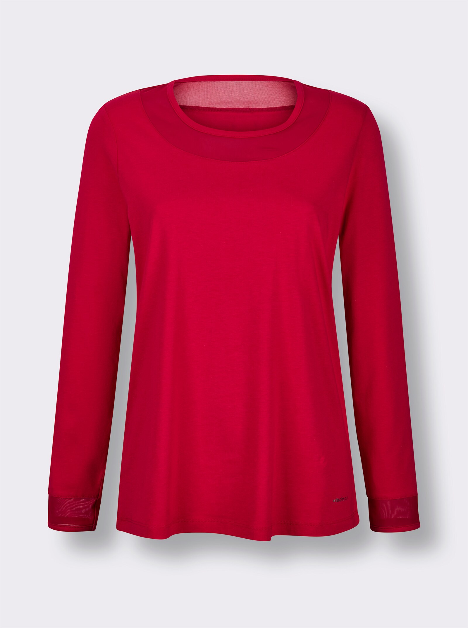 wäschepur Schlafanzugshirt mit Mesh-Details - rot