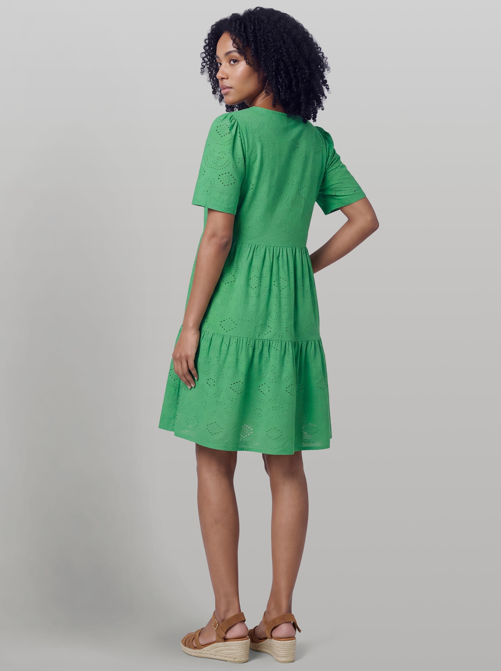 heine Jerseykleid mit Ajourmuster - grasgrün