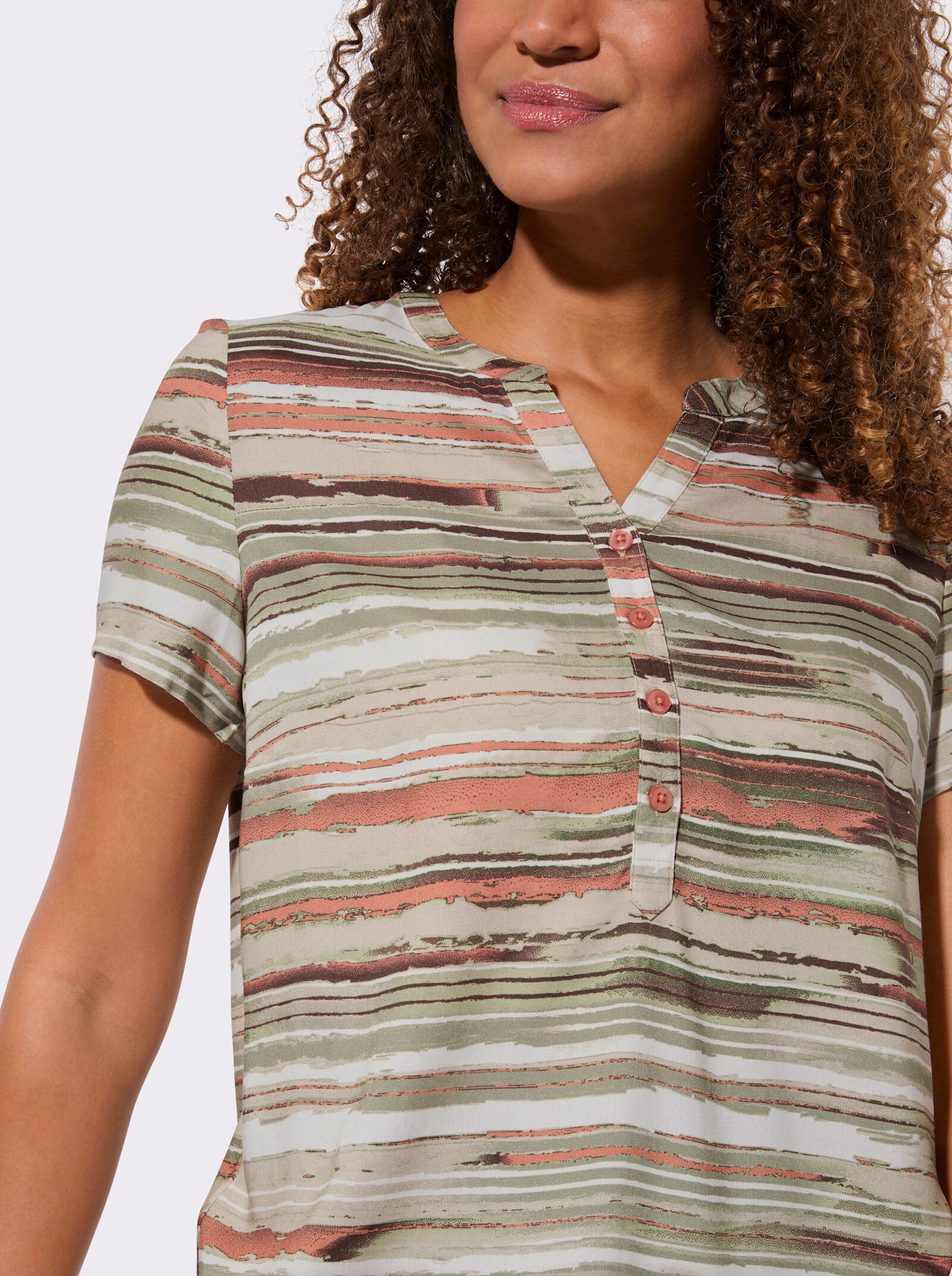 Druckbluse aus reiner Viskose - schilf-sand-bedruckt