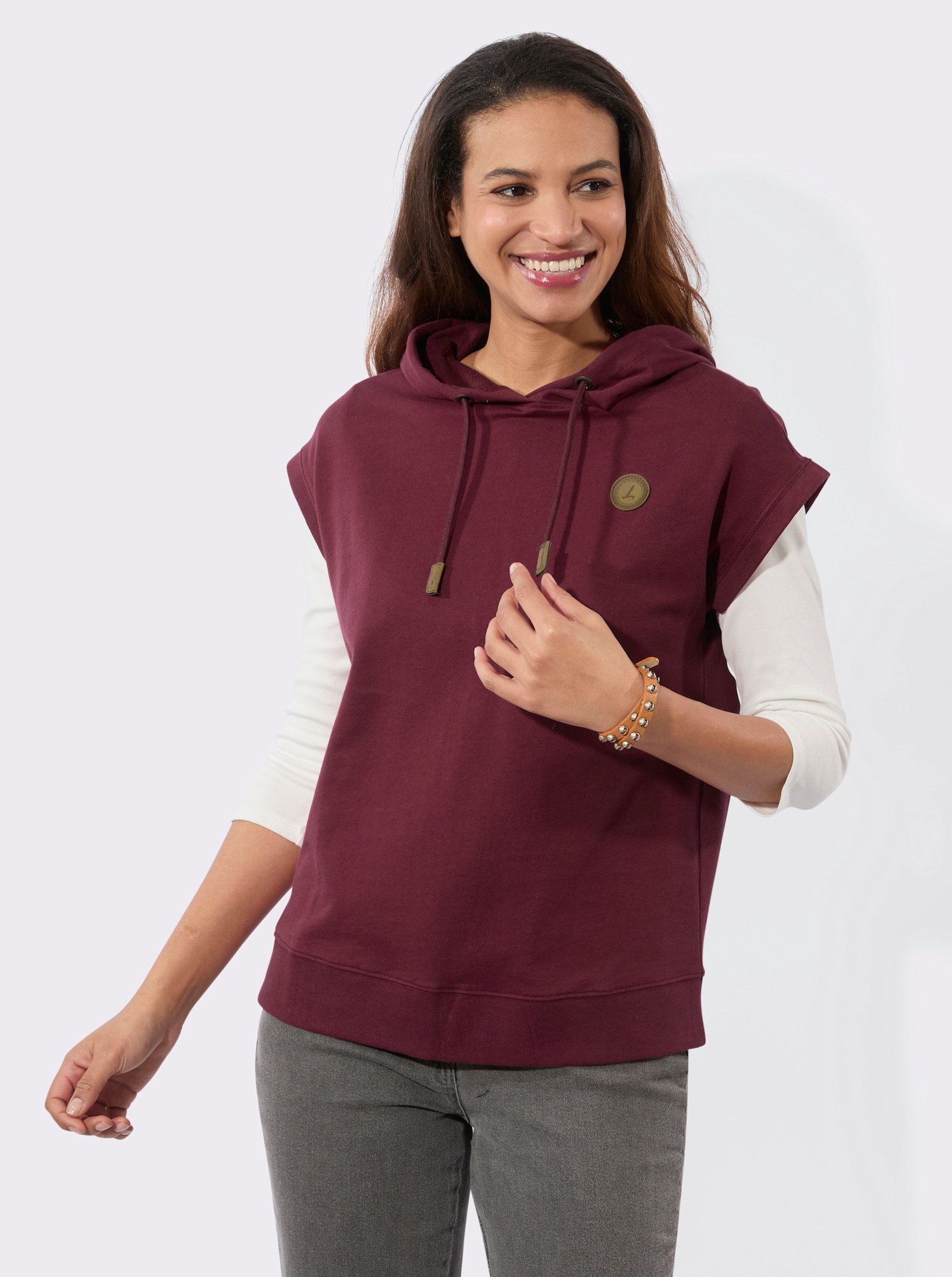 Kapuzenshirt mit Tunnelzug - bordeaux