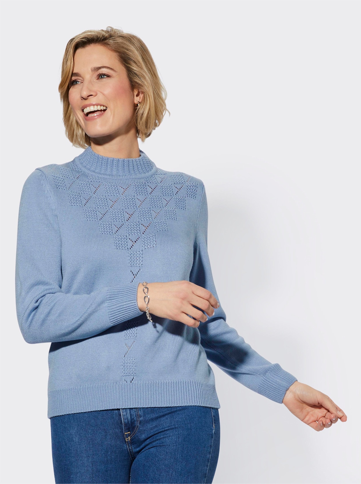 Trui met opstaande kraag - bleu