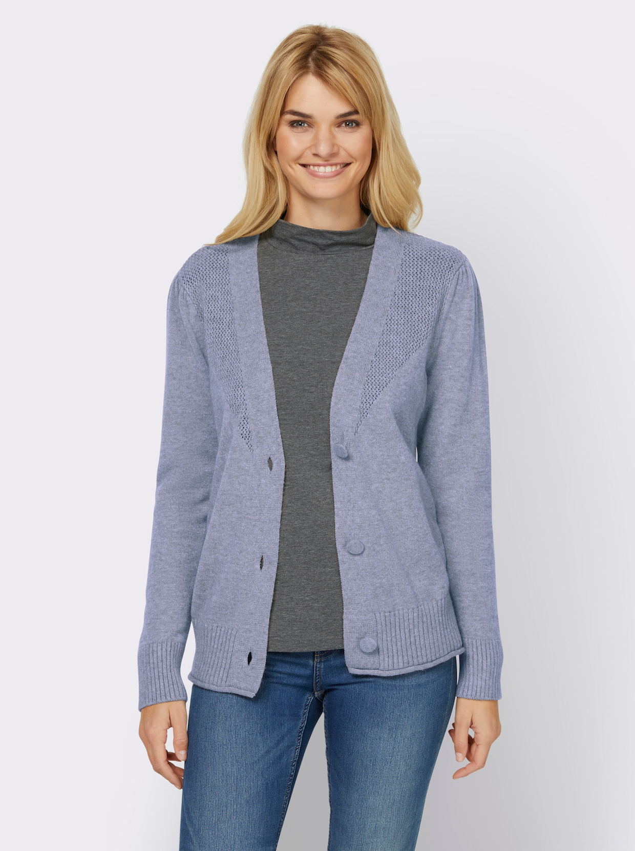 heine Strickjacke - bleu-meliert