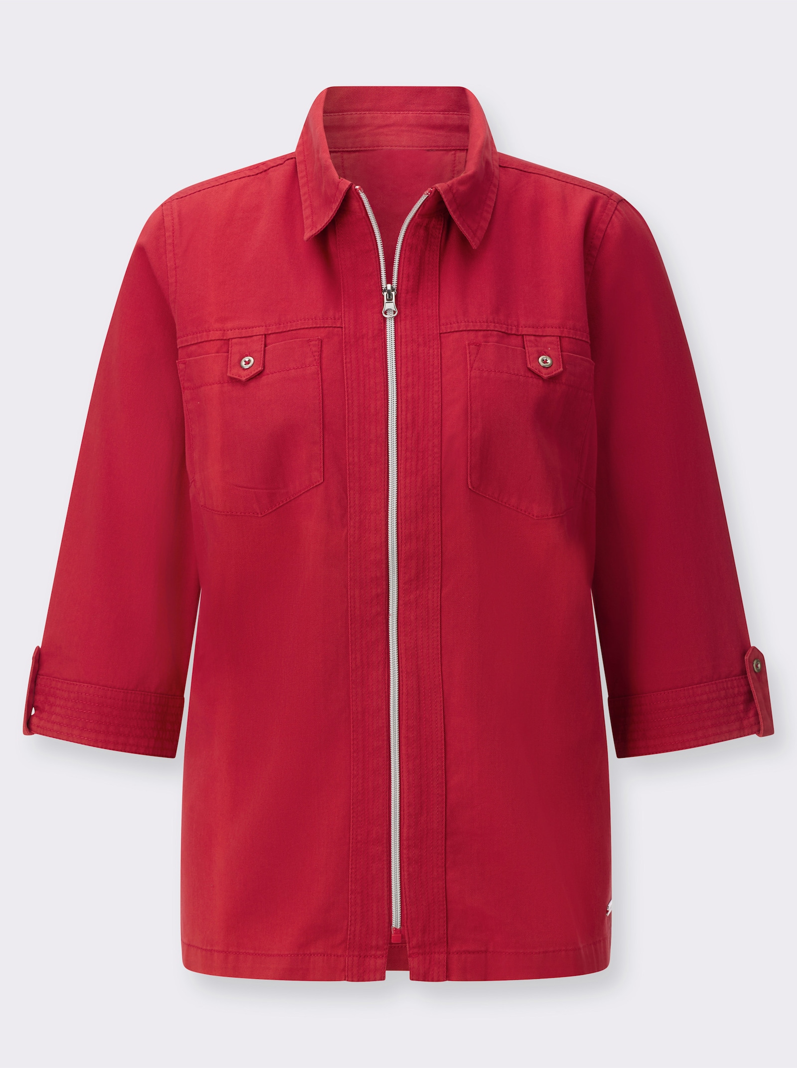 Jeansbluse mit Reißverschluss - erdbeere