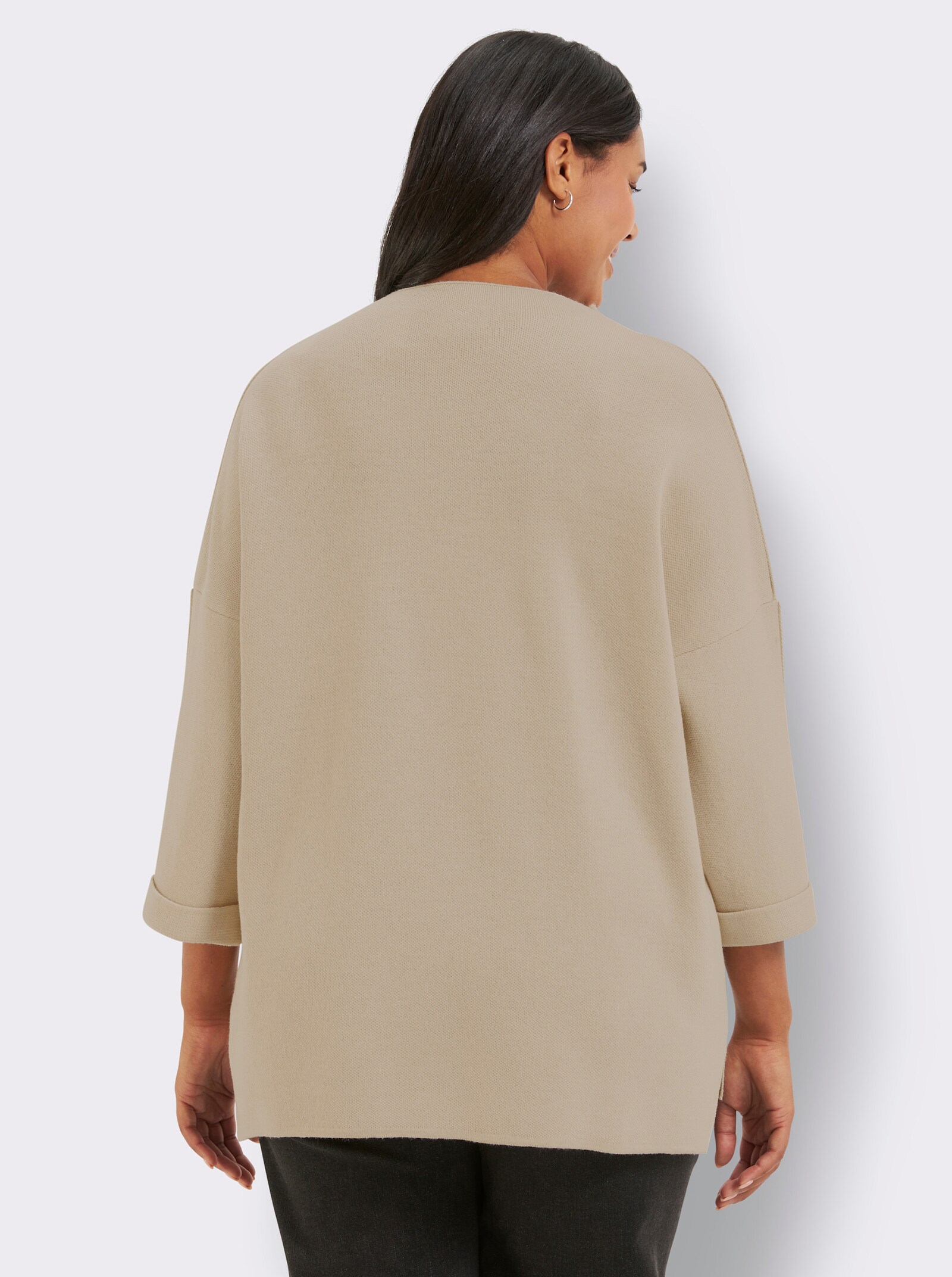 Wollpullover mit Seitenschlitzen - sand