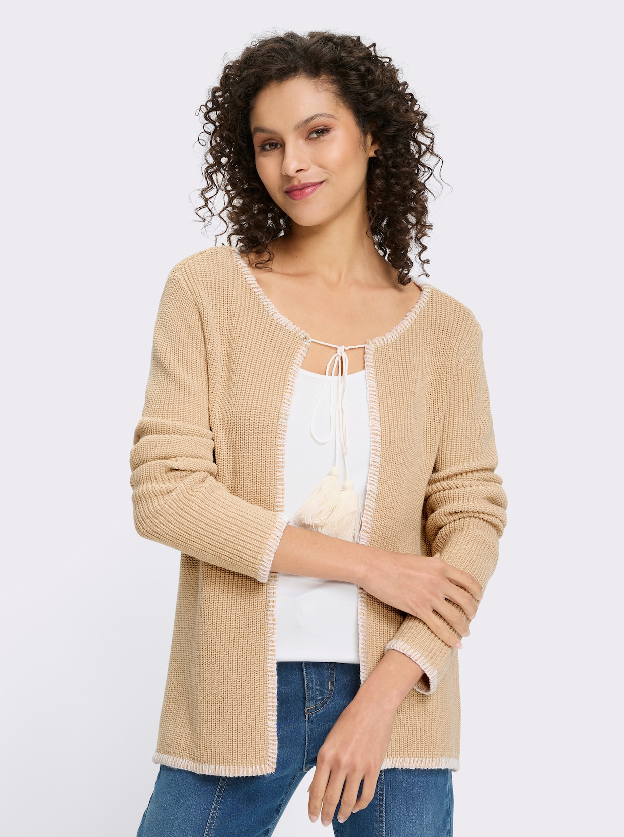 heine Strickjacke - sand-weiß