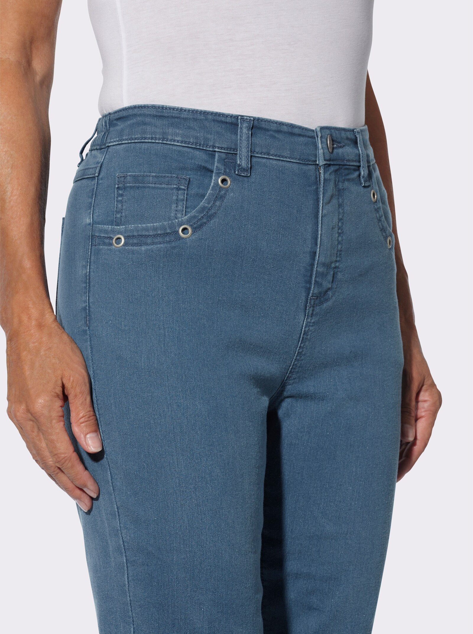 5-Pocket-Jeans mit Ösenverzierung - blue-bleached