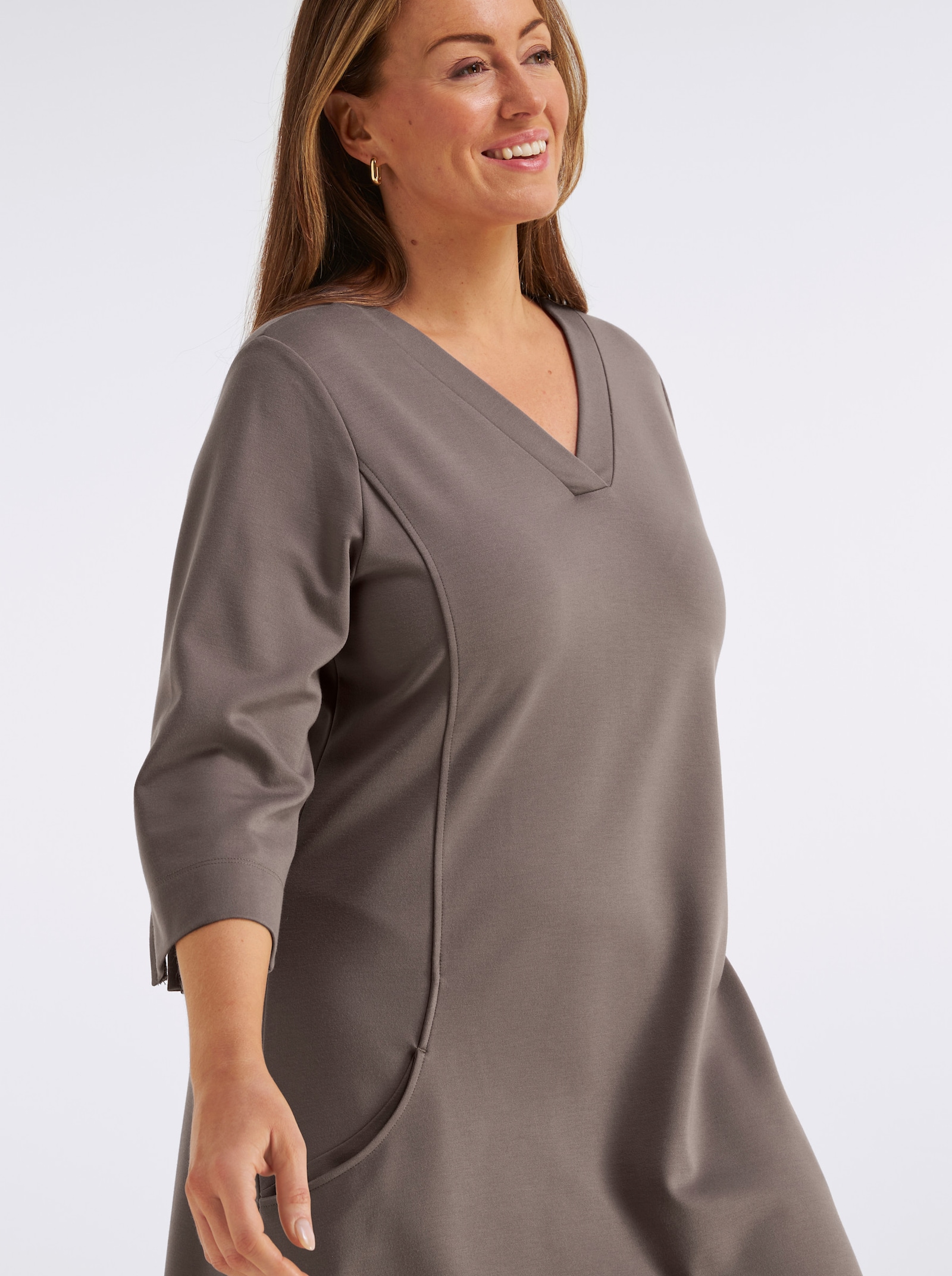 sheego Jerseyjurk met deelnaden - donkertaupe