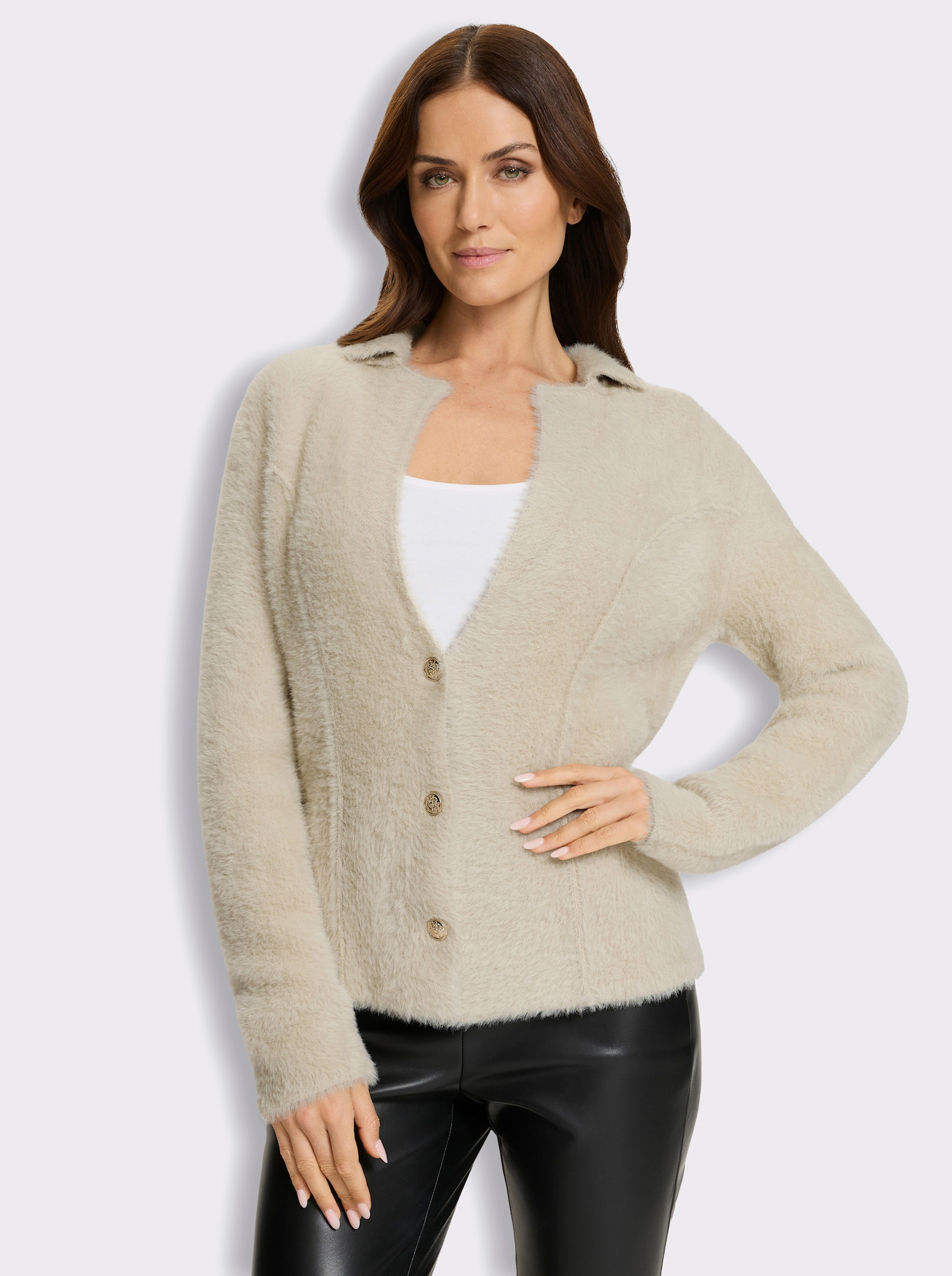 heine Strickblazer mit Schmuckknöpfen - sand