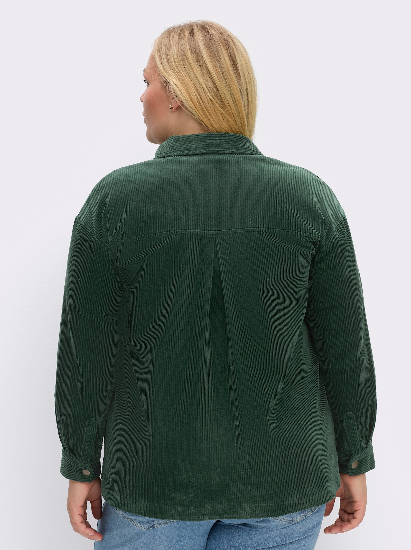 sheego Hemdbluse aus Cord, mit Taschen - moos