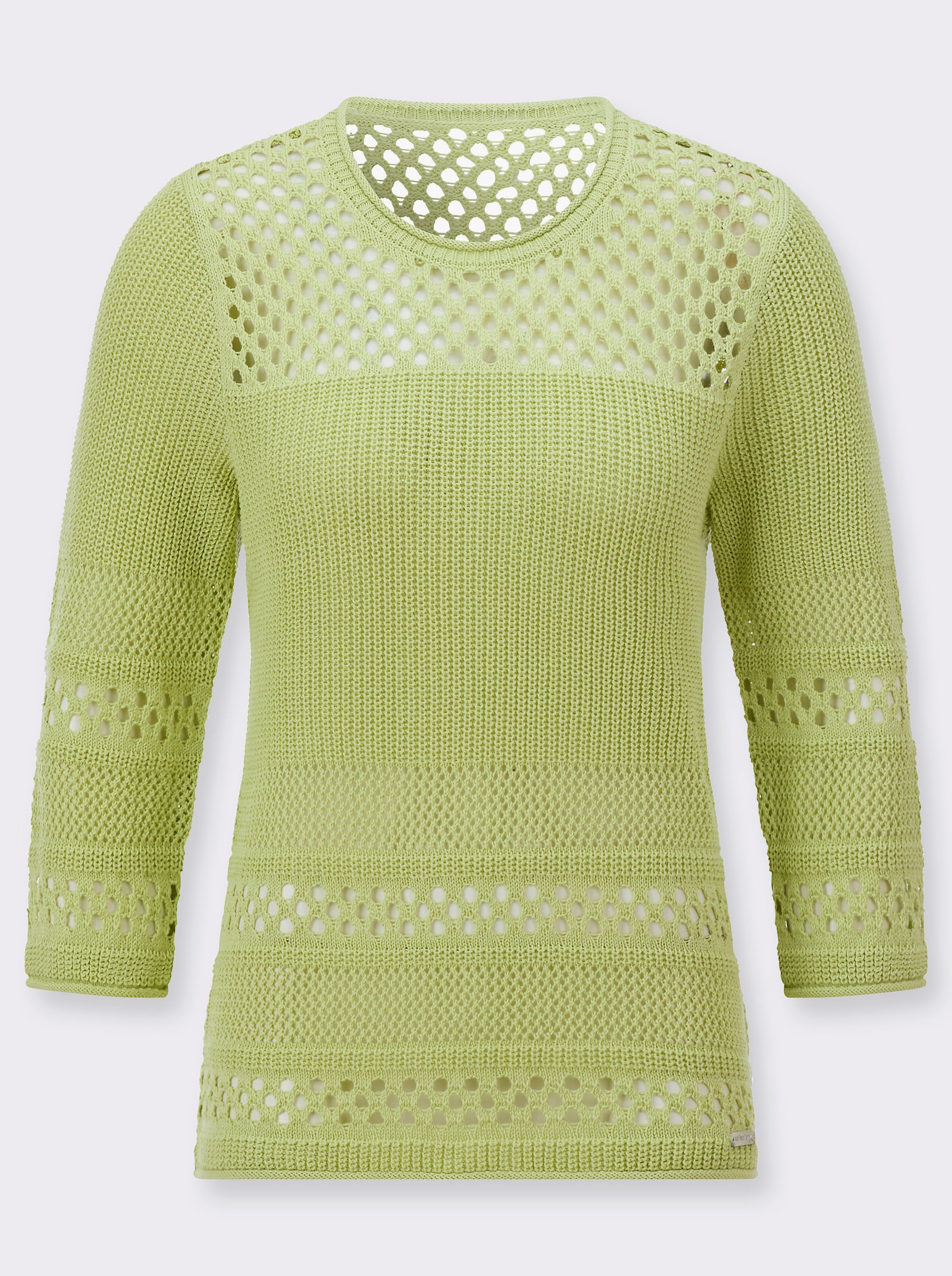 Ajourpullover mit Rollkanten - pistazie