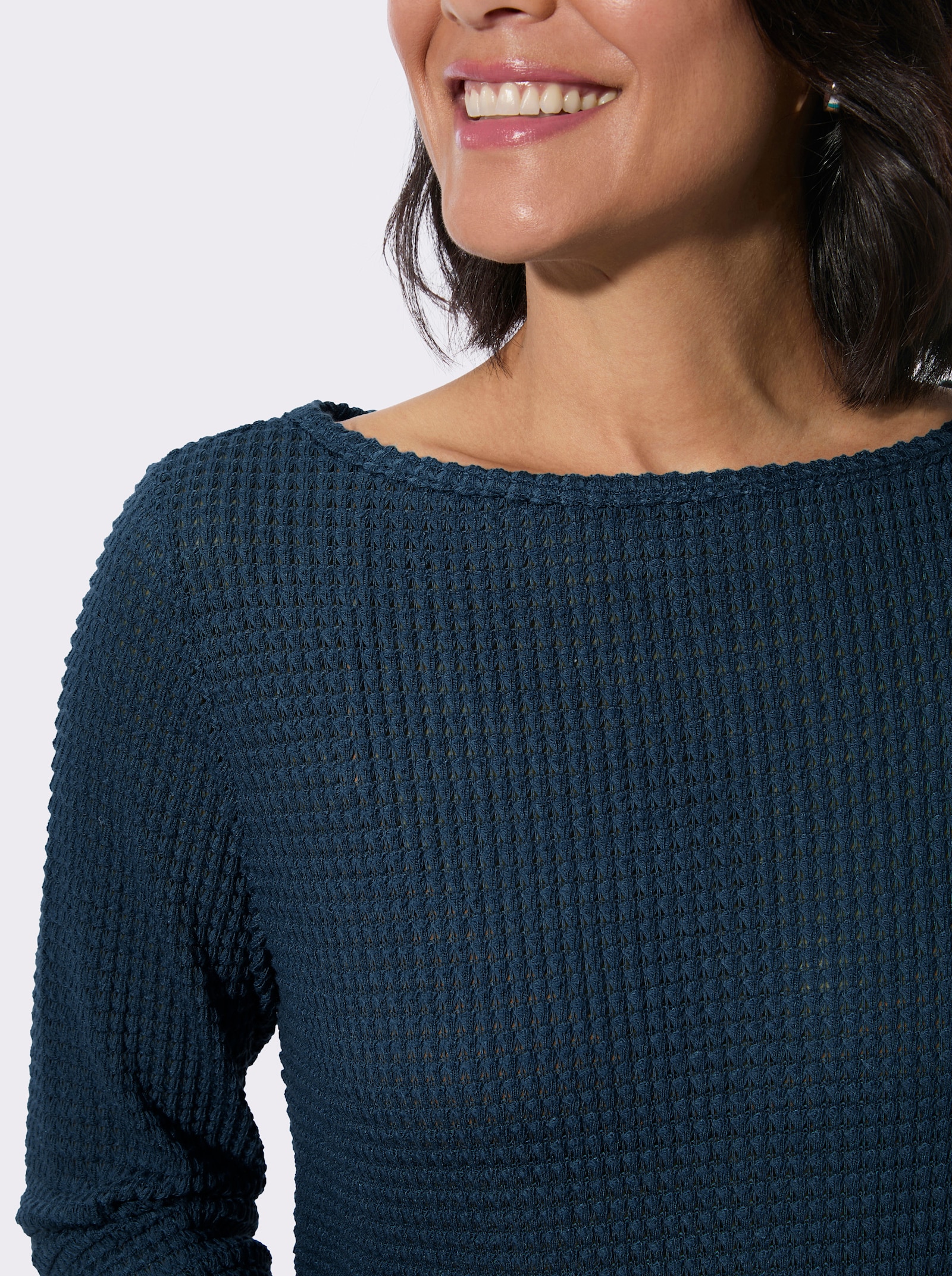 Langarmshirt mit U-Boot-Ausschnitt - dunkelblau