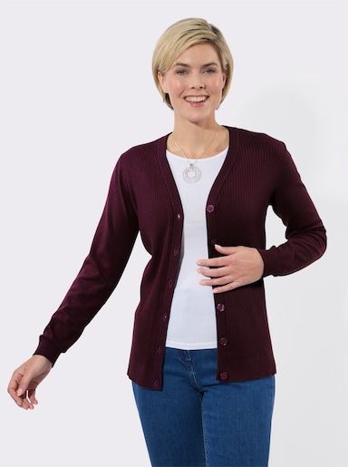 Strickjacke mit V-Ausschnitt - burgund
