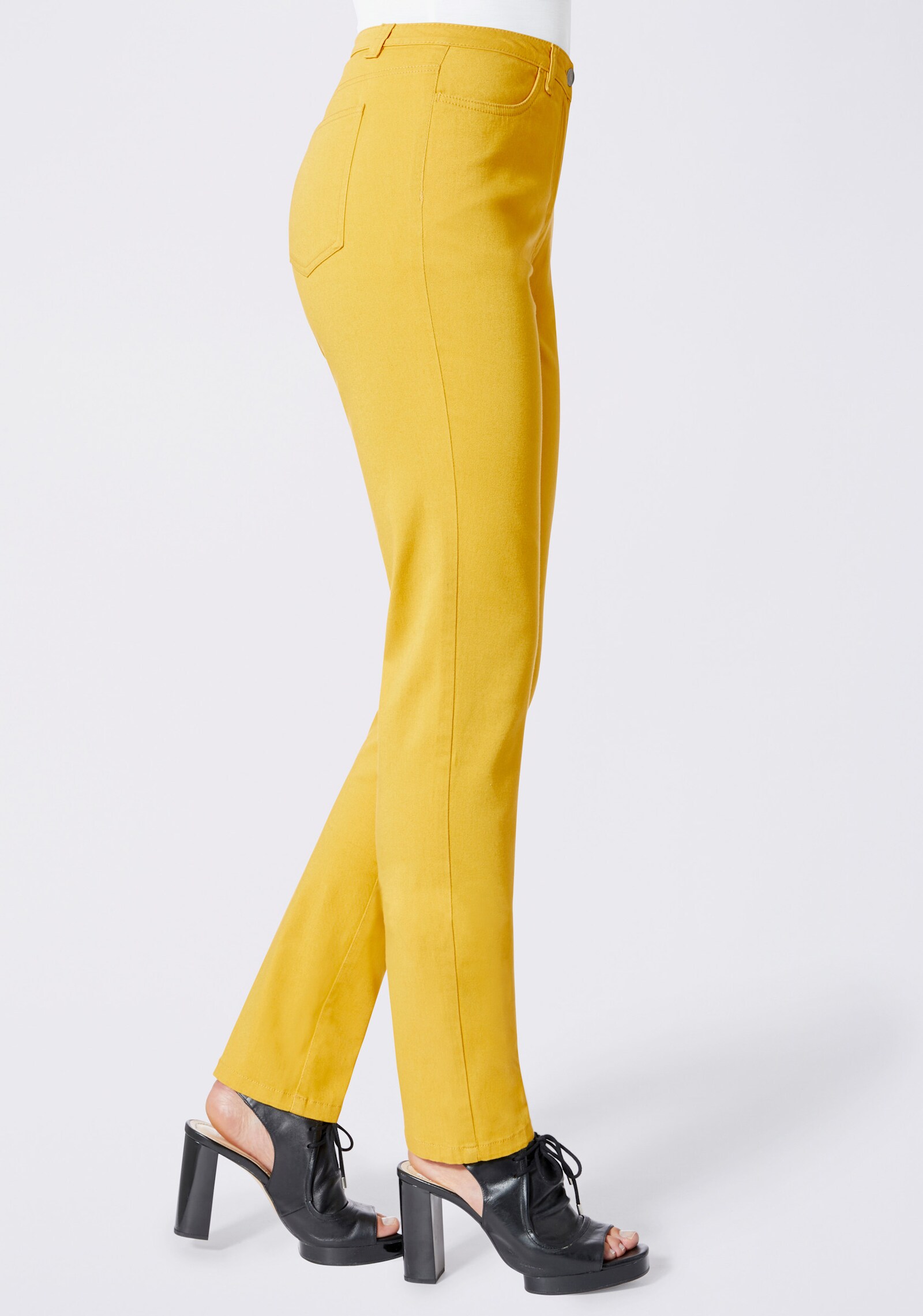 Strečové kalhoty s úzkou šířkou nohavic - mosazná