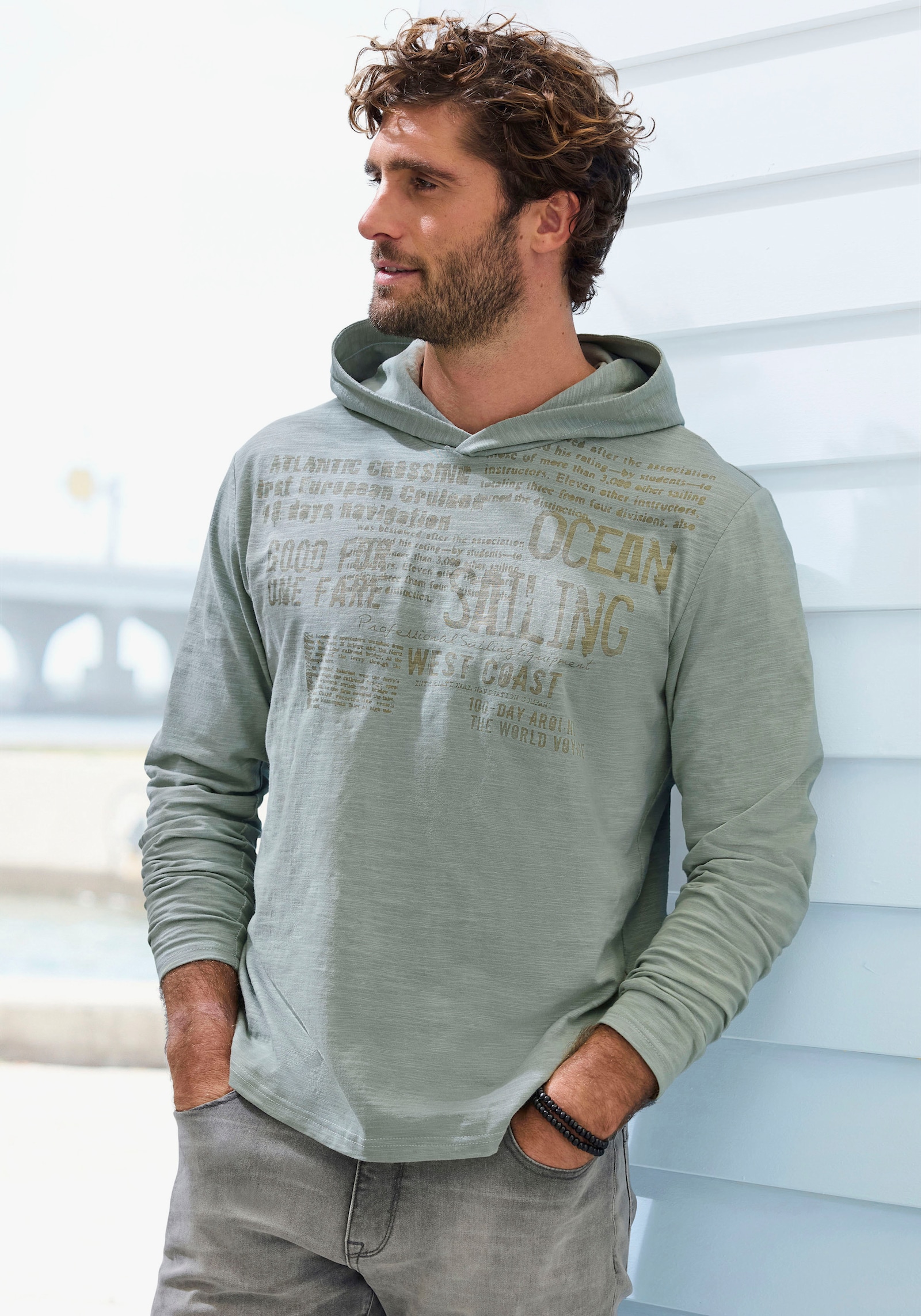 John Devin Kapuzenshirt - salbei bedruckt