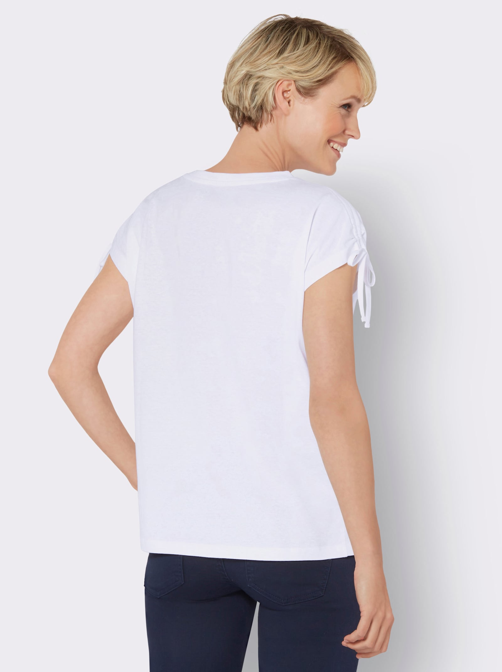 Tričko s krátkým rukávem a tunýlkem na rukávech - bílá