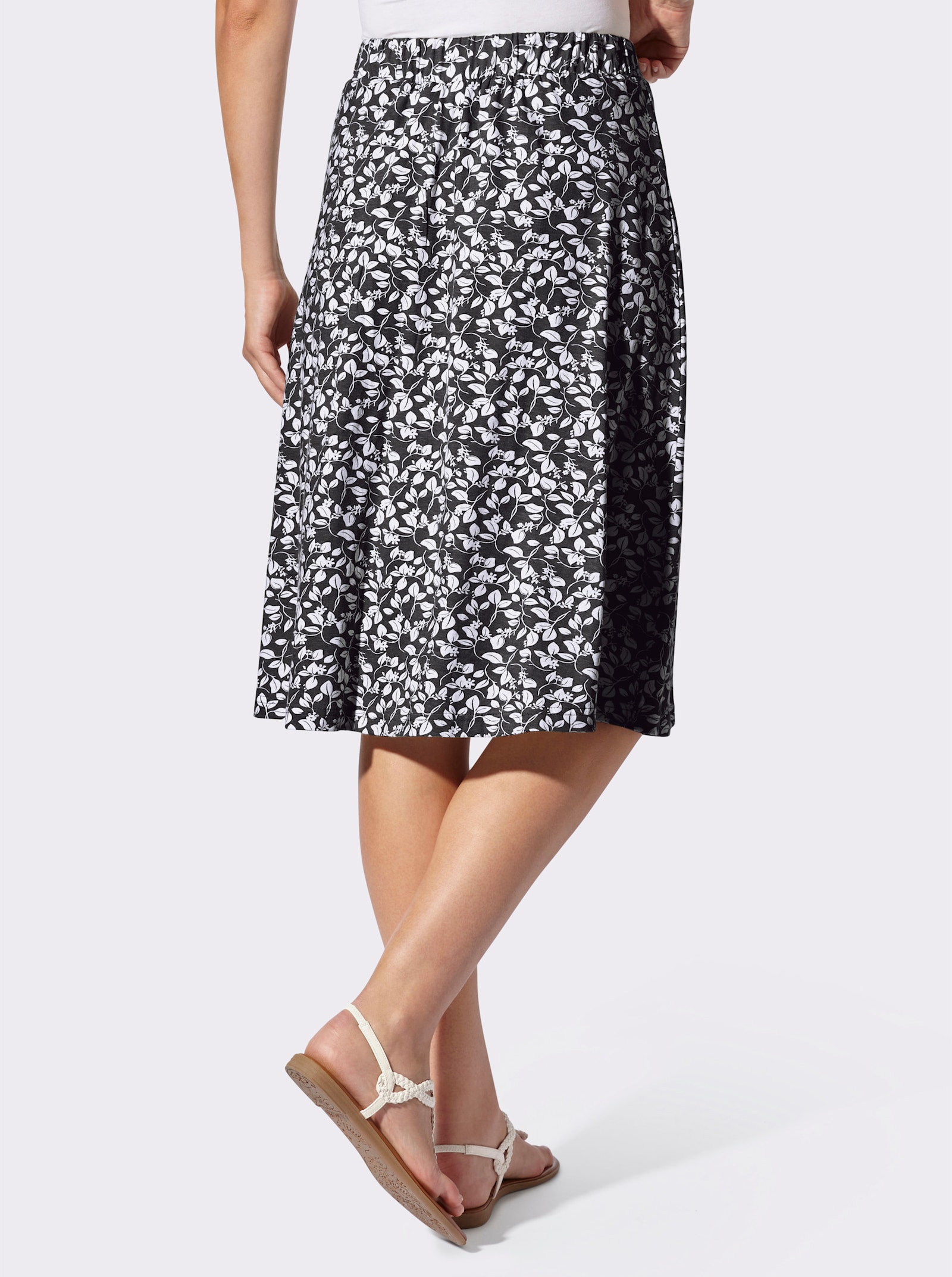 Schlupfrock mit imitierter Knopfleiste - schwarz-weiß-bedruckt