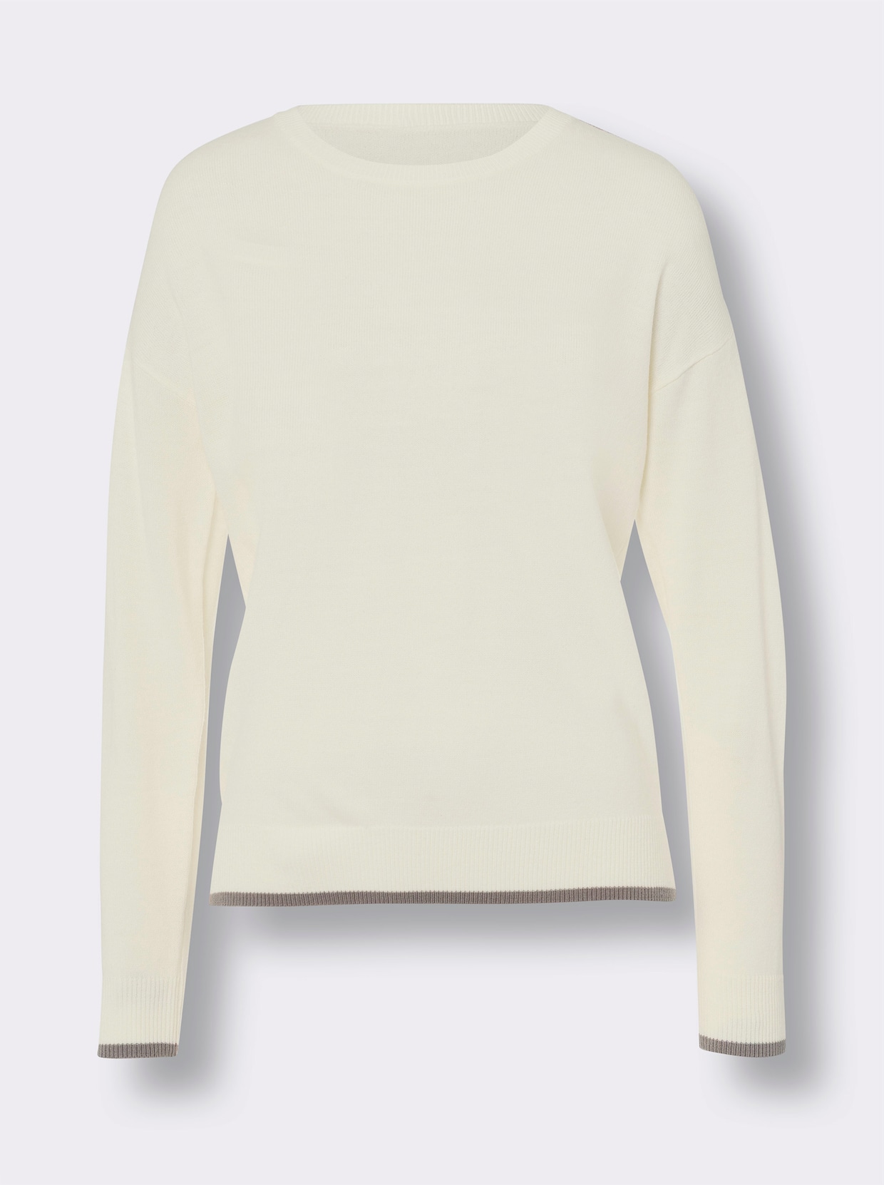 Langarm-Pullover - ecru-taupe