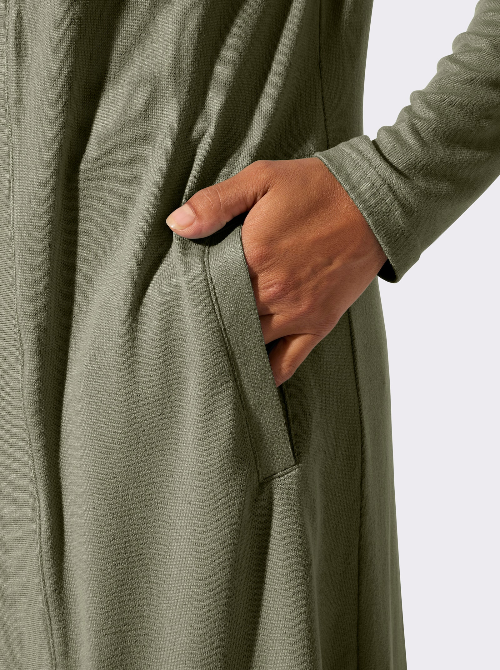 Shirtjacke in offener Form - khaki