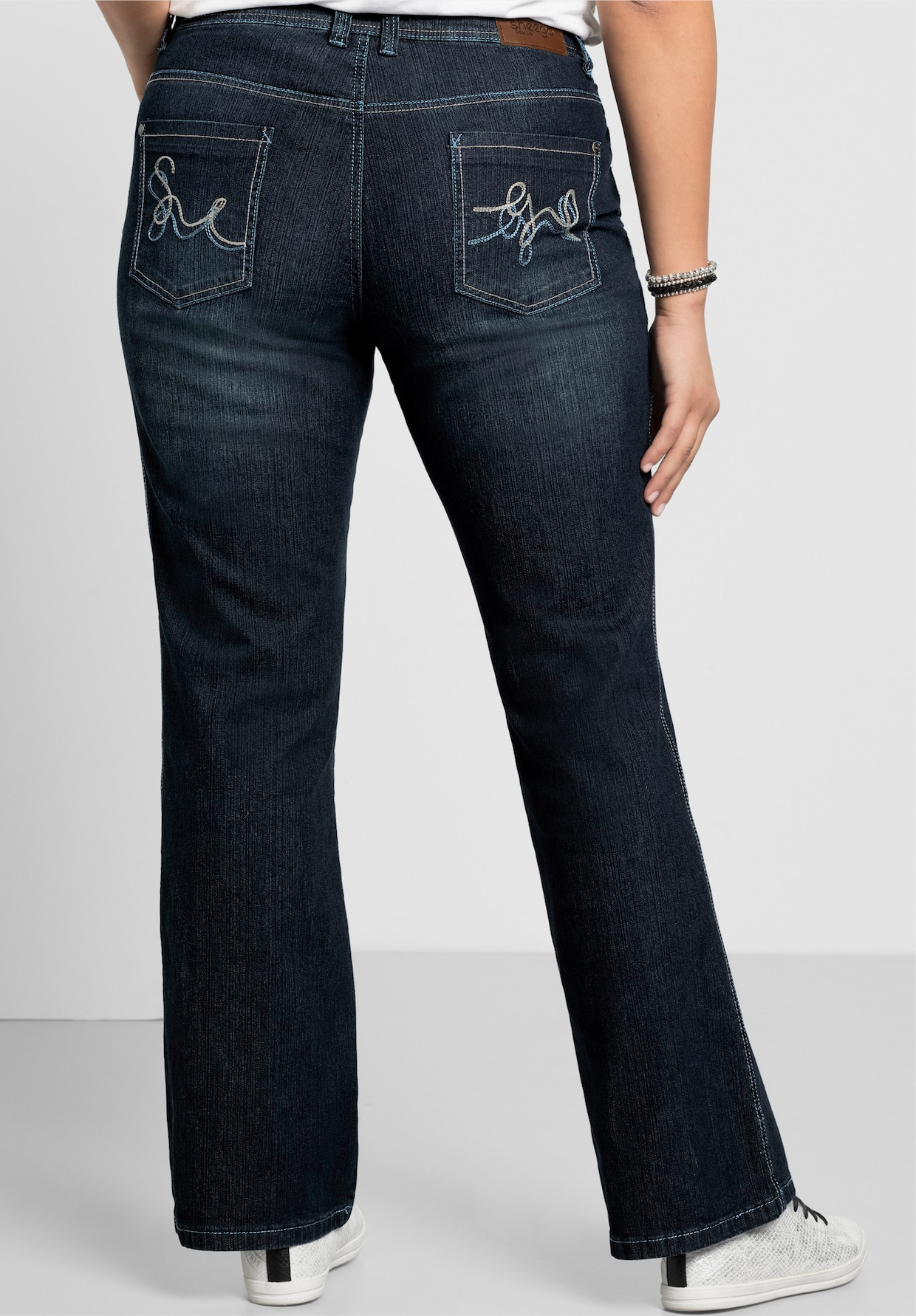 sheego Bootcut-Jeans - dark blue denim