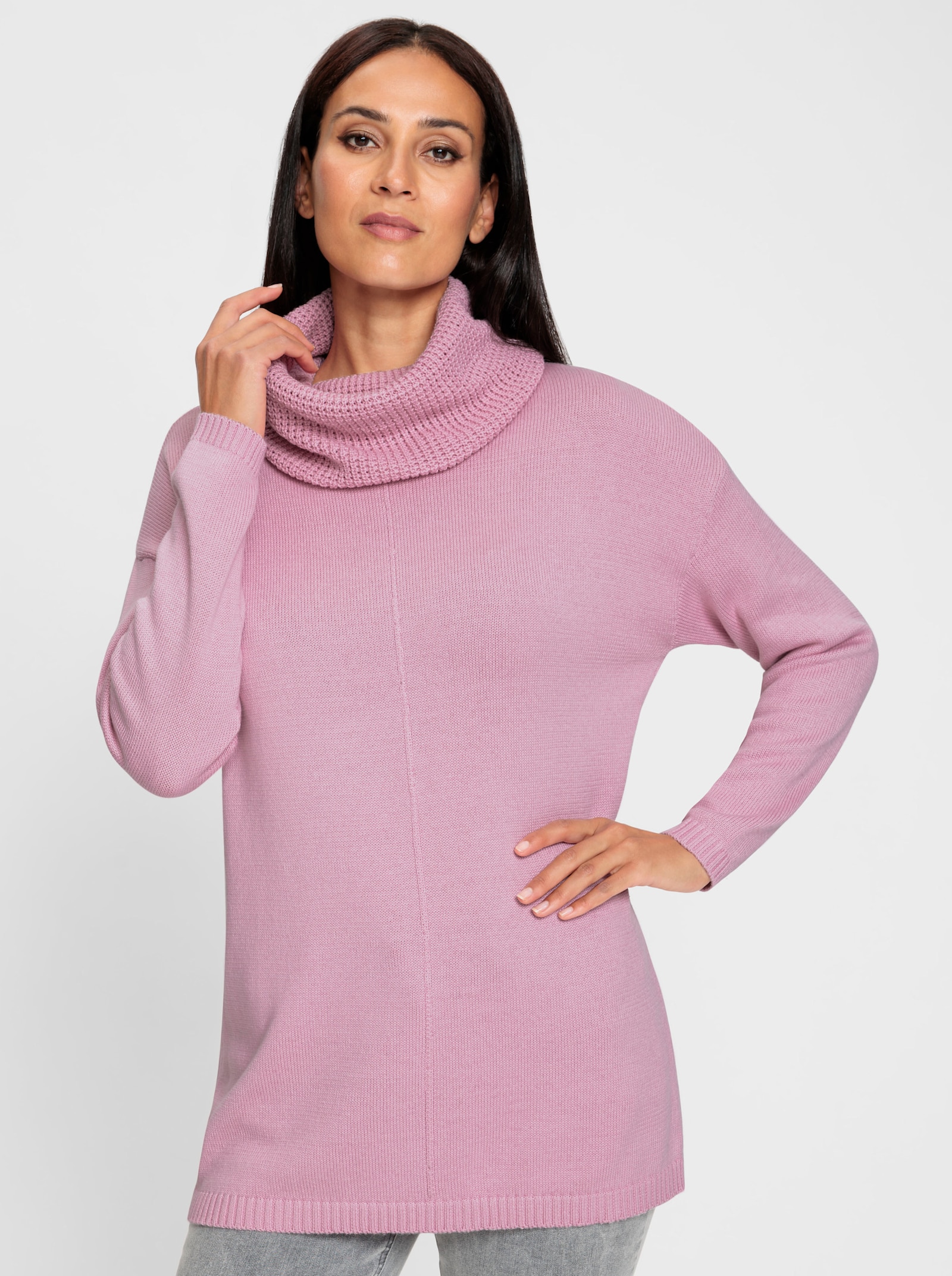 heine Longpullover mit halsfernem Rollkragen - rosé