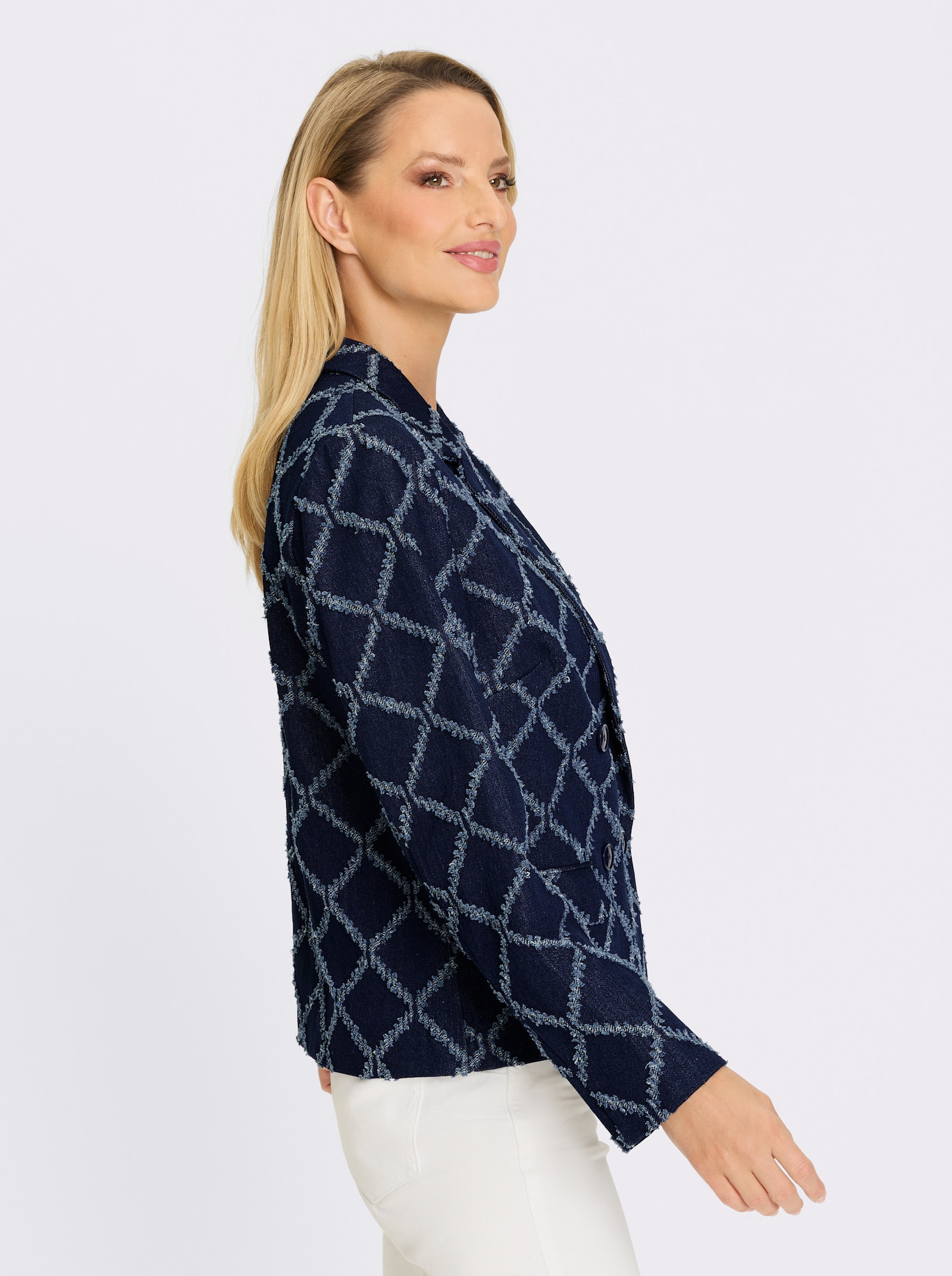 heine Blazer In Jeans-Optik - jeansblau-dunkelblau-gemustert