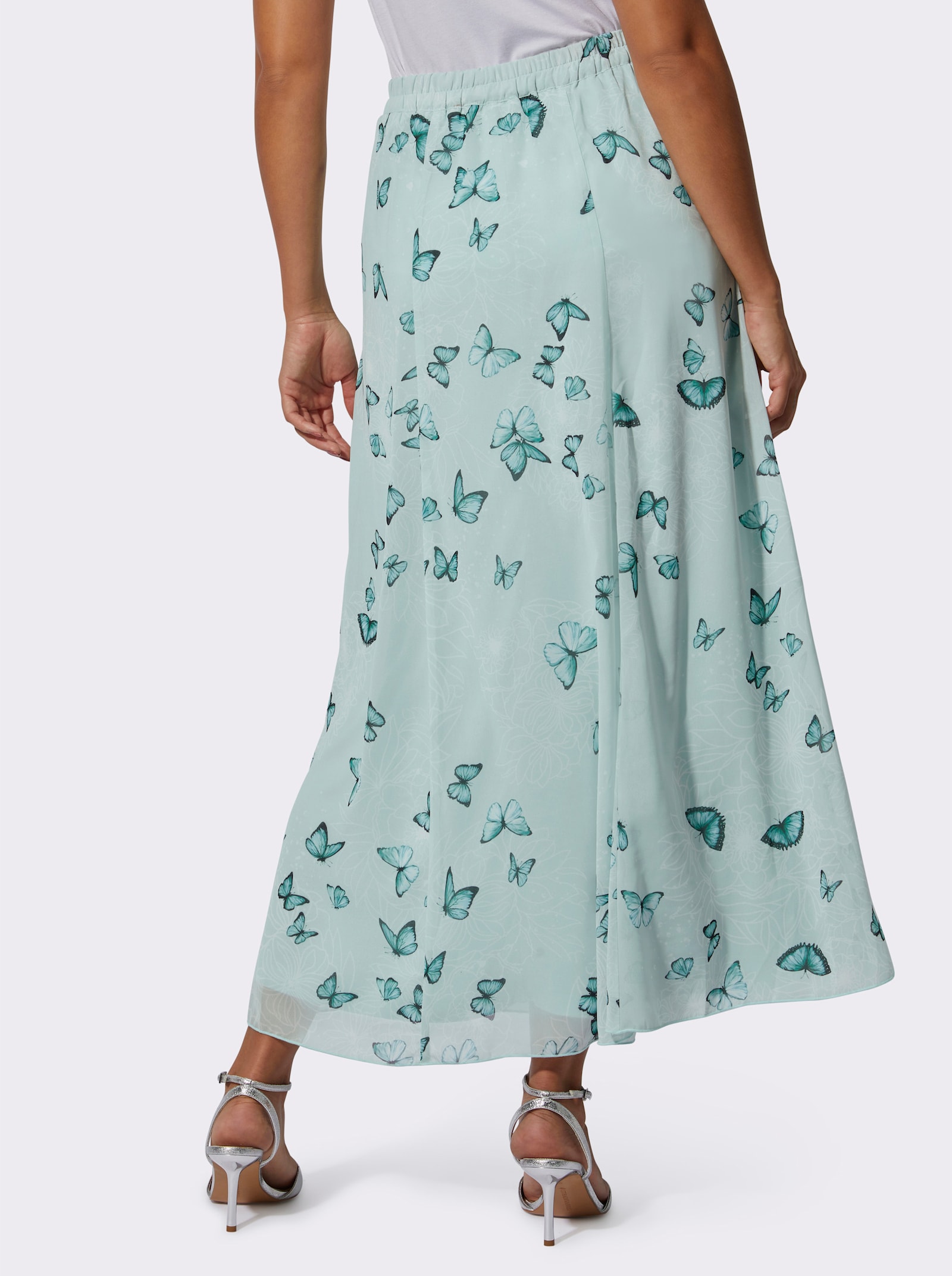 Webrock mit Schmetterlingsdruck - kalkmint-salbei-bedruckt