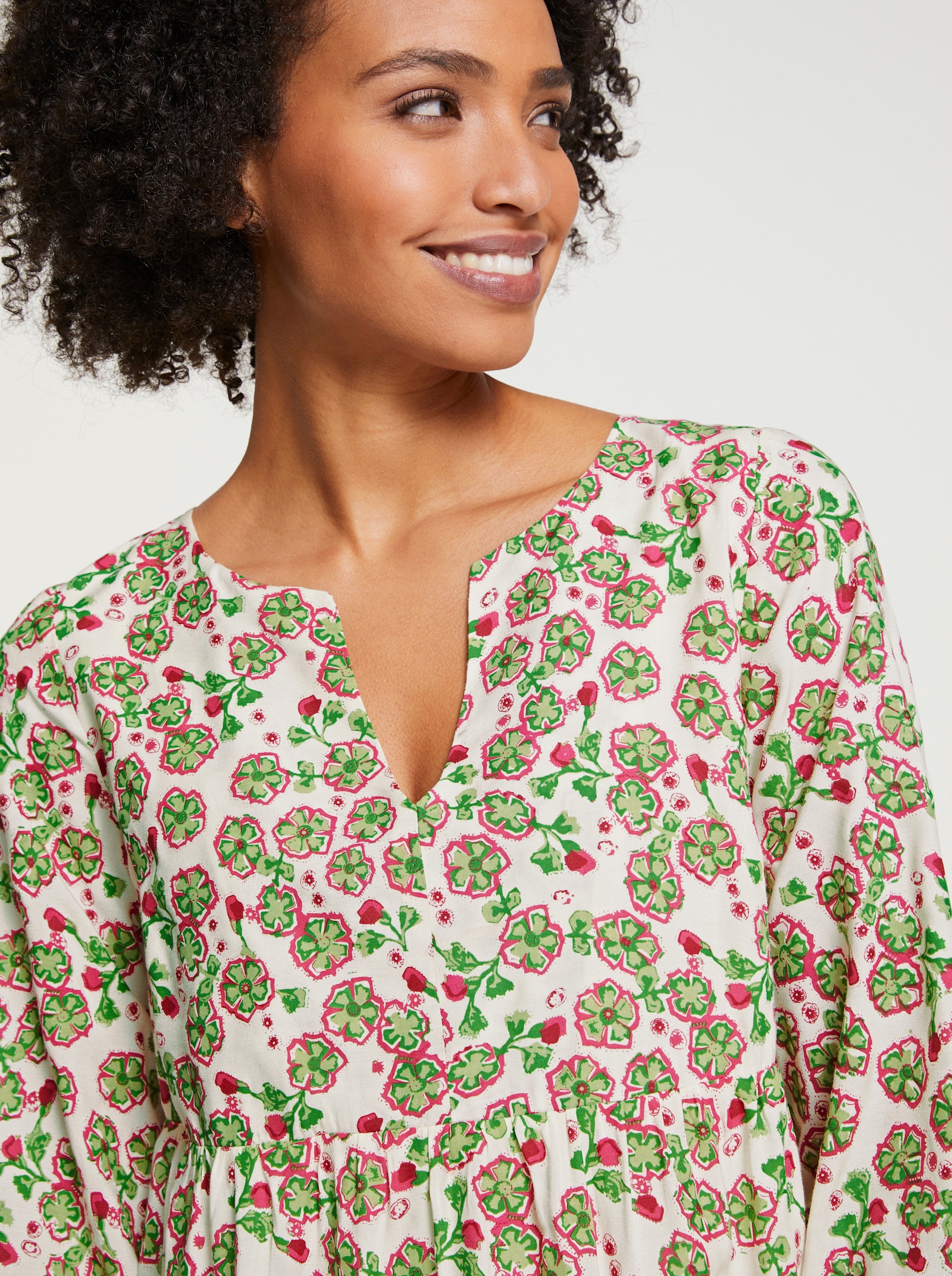 heine Geweven jurk met V-hals - bont