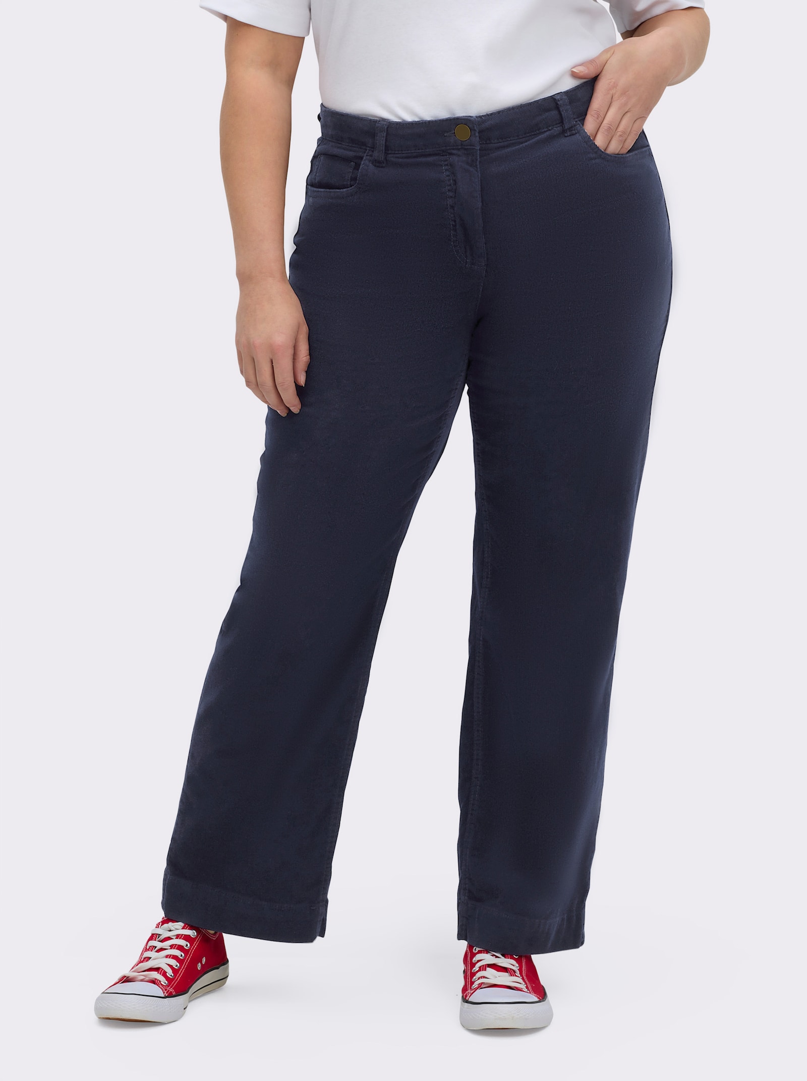 Cordhose mit breitem Saum - marine