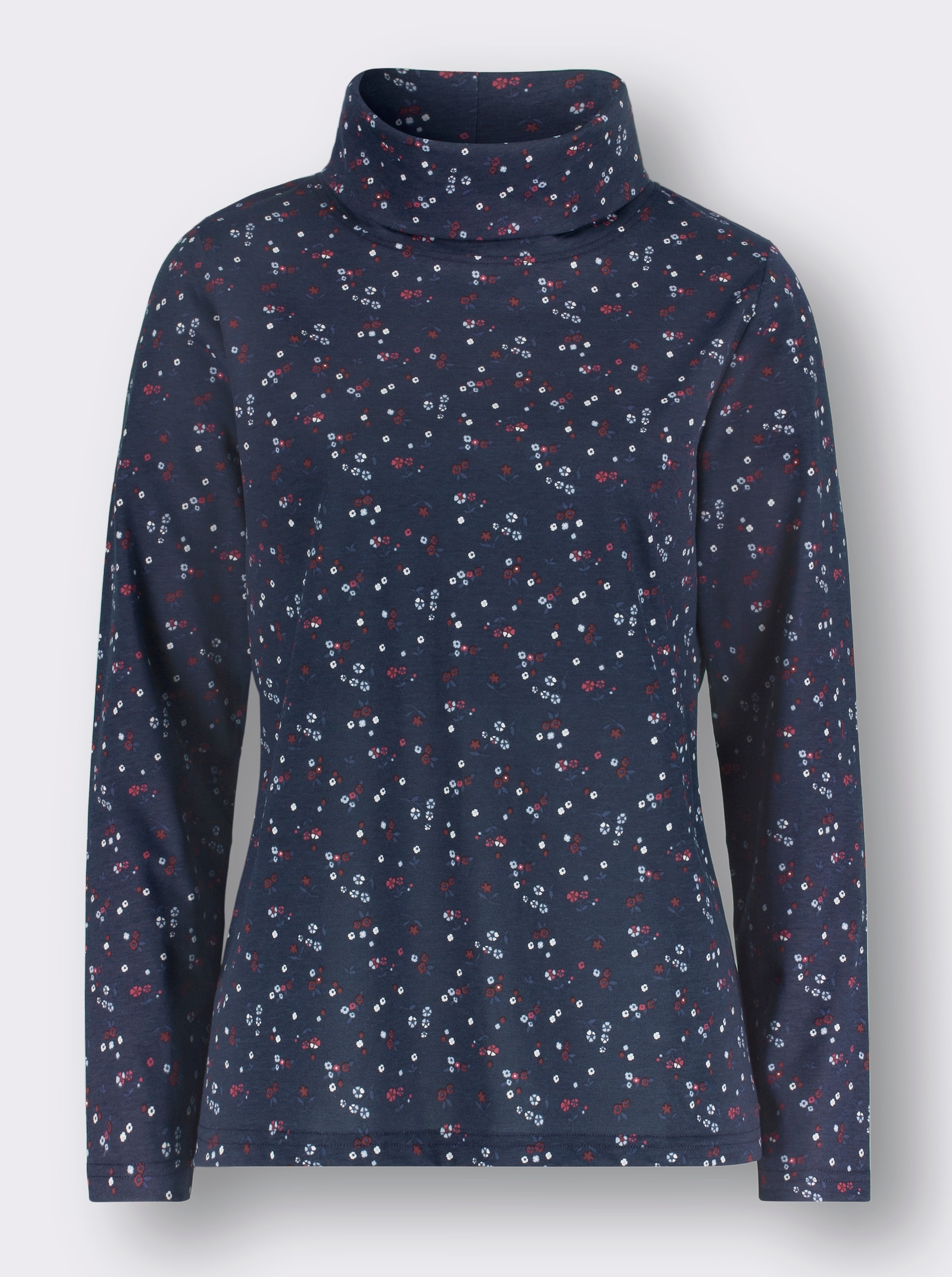 Langarmshirt im Blümchen-Dessin - marine-bedruckt