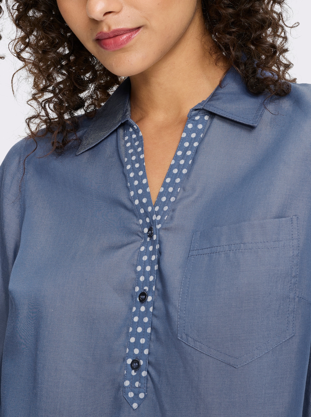 heine Langarm-Bluse - jeansblau