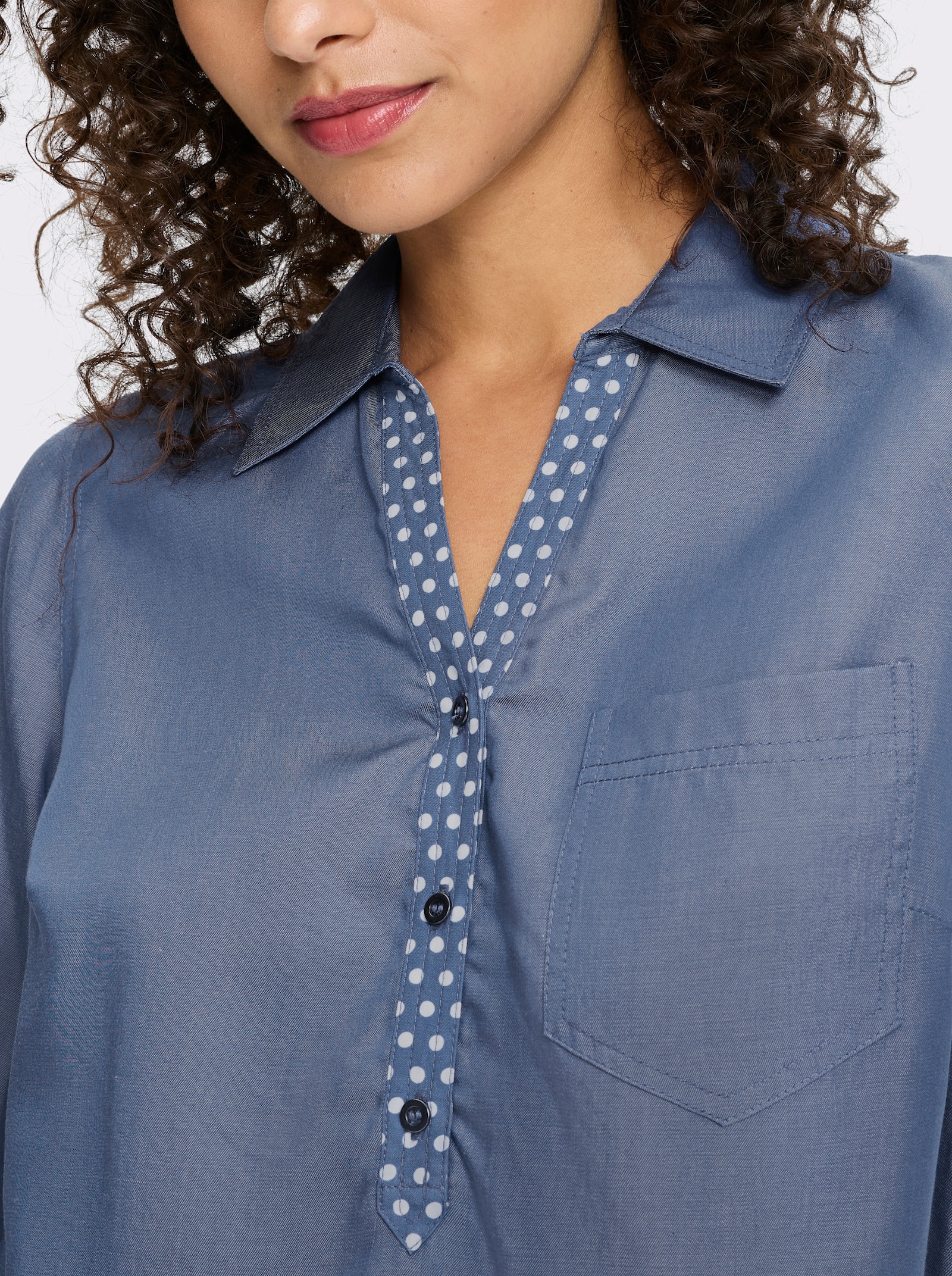 heine Chemisier à manches longues en imitation jean - bleu jean