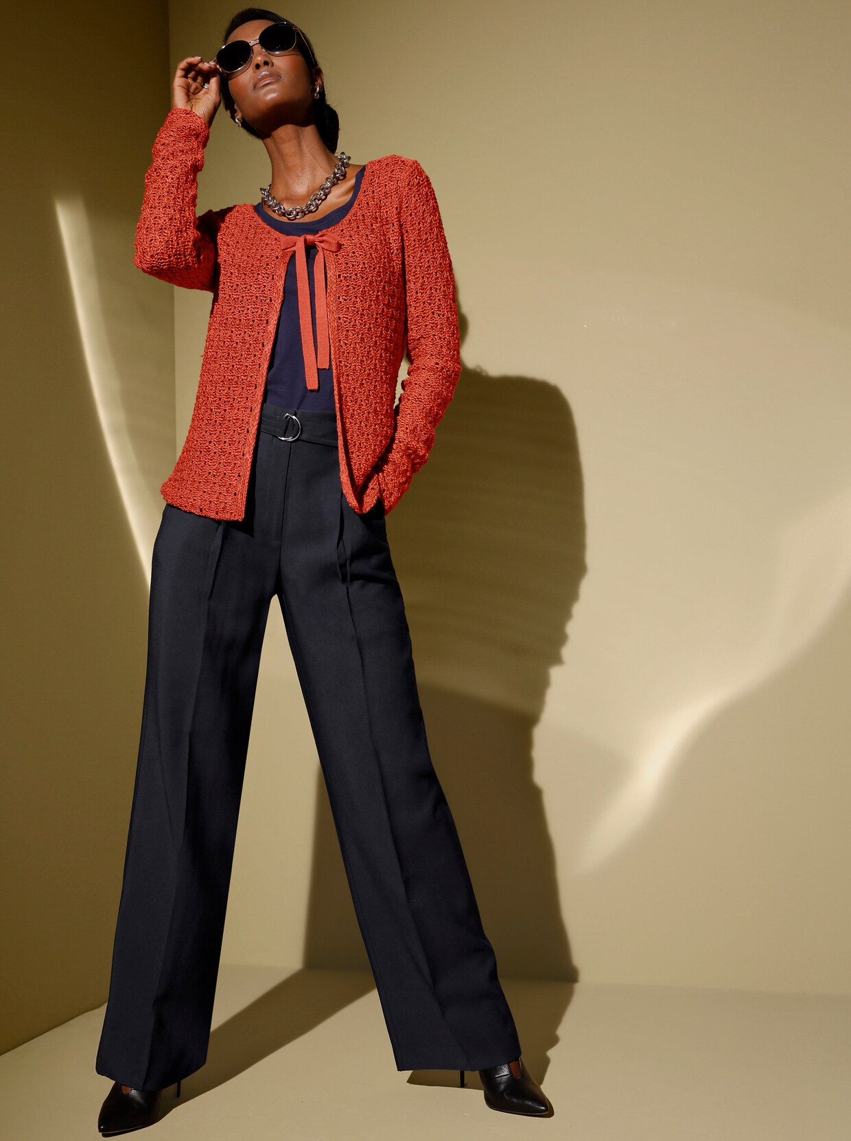 Ajourstrickjacke - orange