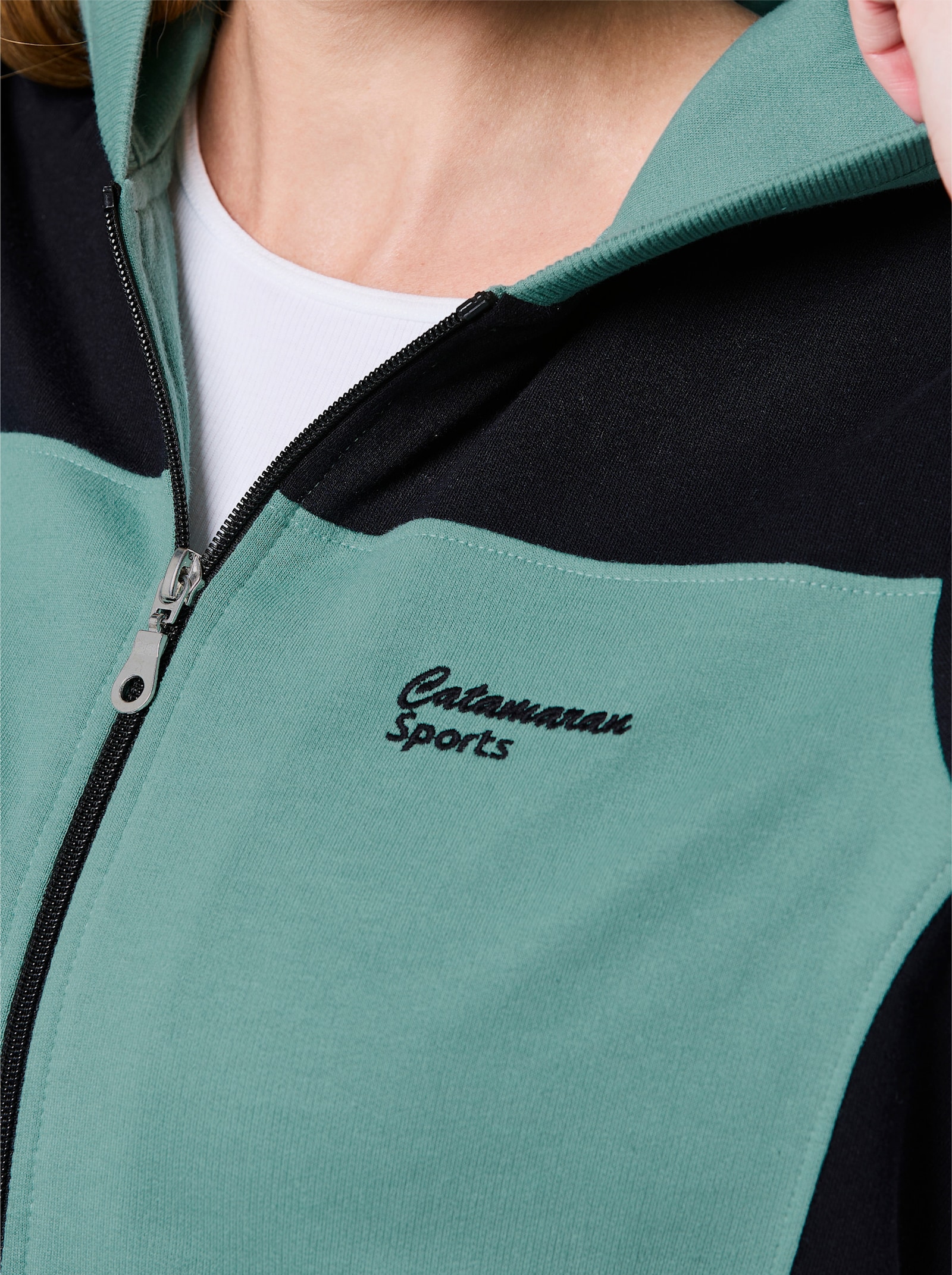Catamaran Sports Sweatjacke im Colour-Blocking - salbei-schwarz