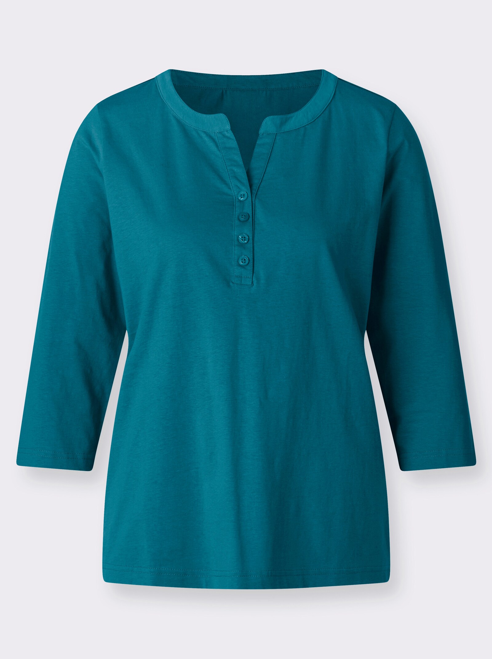 3/4-Arm-Shirt mit kurzer Knopfleiste - aquapetrol