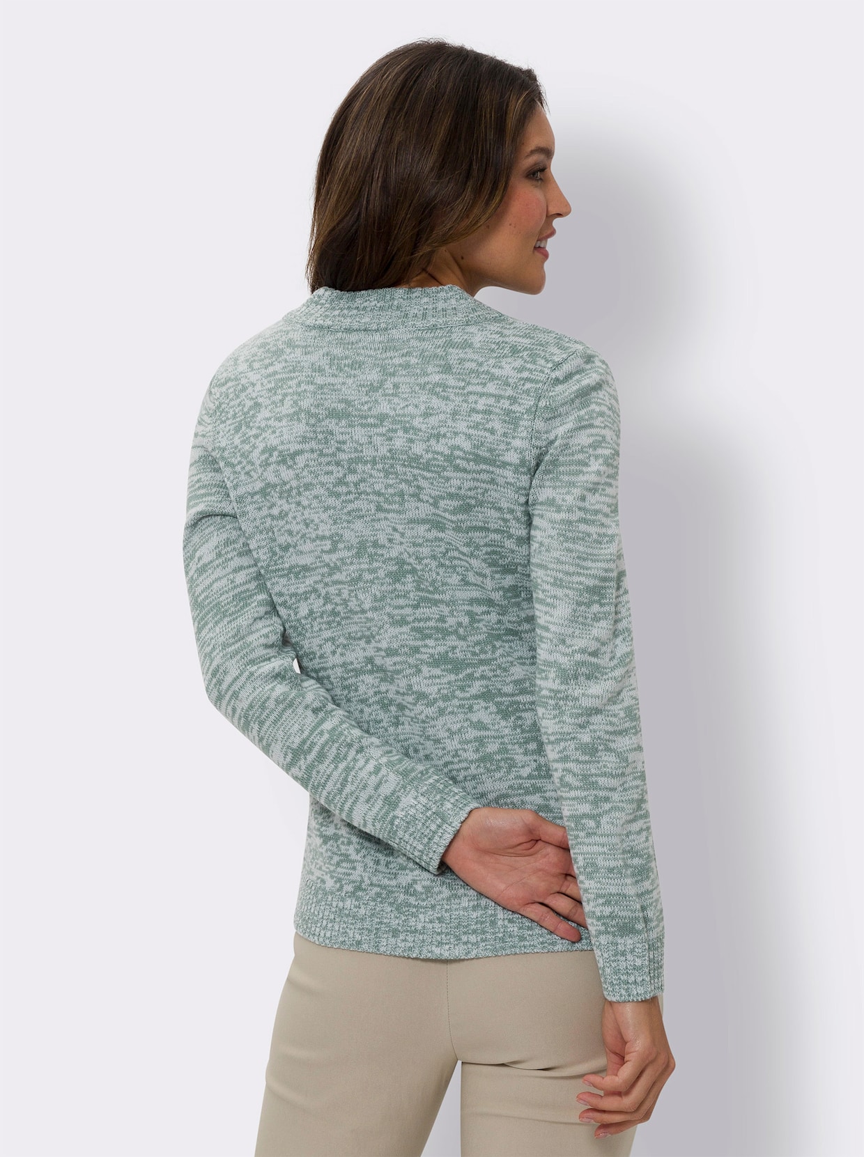 Strickjacke - jade-ecru-meliert