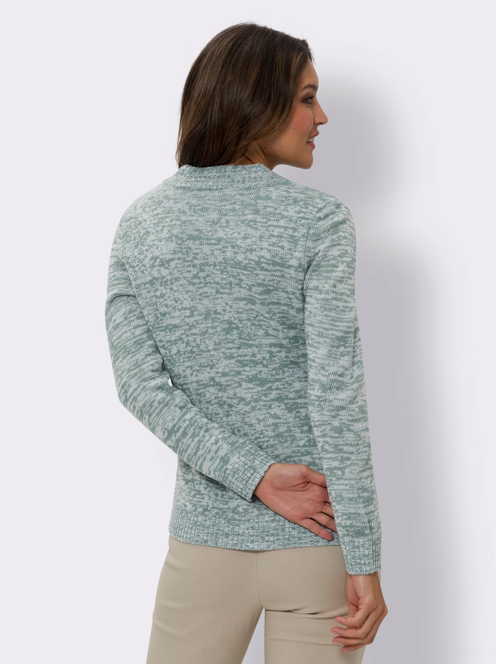 Vest met ritssluiting - jade/ecru gemêleerd