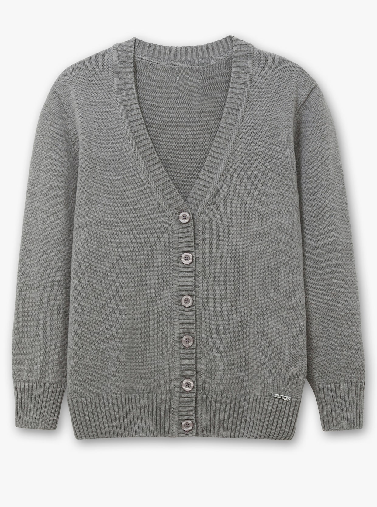 Strickjacke mit farblich abgestimmten Knöpfen - grau-meliert