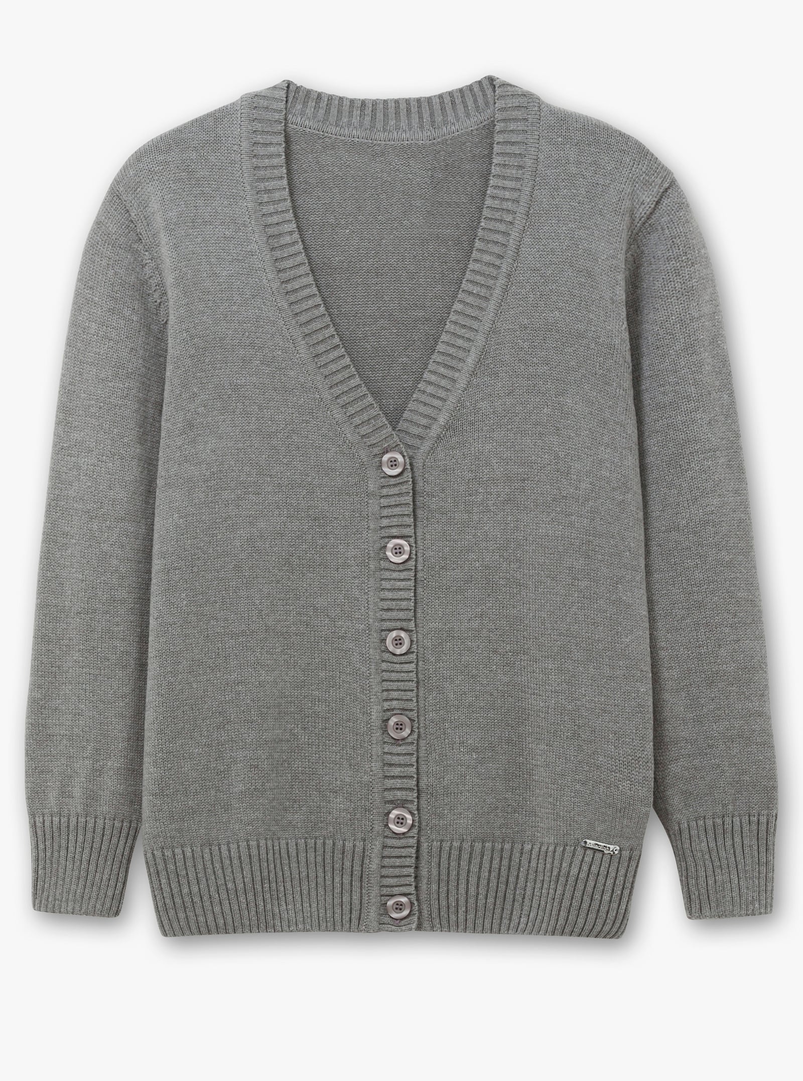 Strickjacke mit farblich abgestimmten Knöpfen - grau-meliert