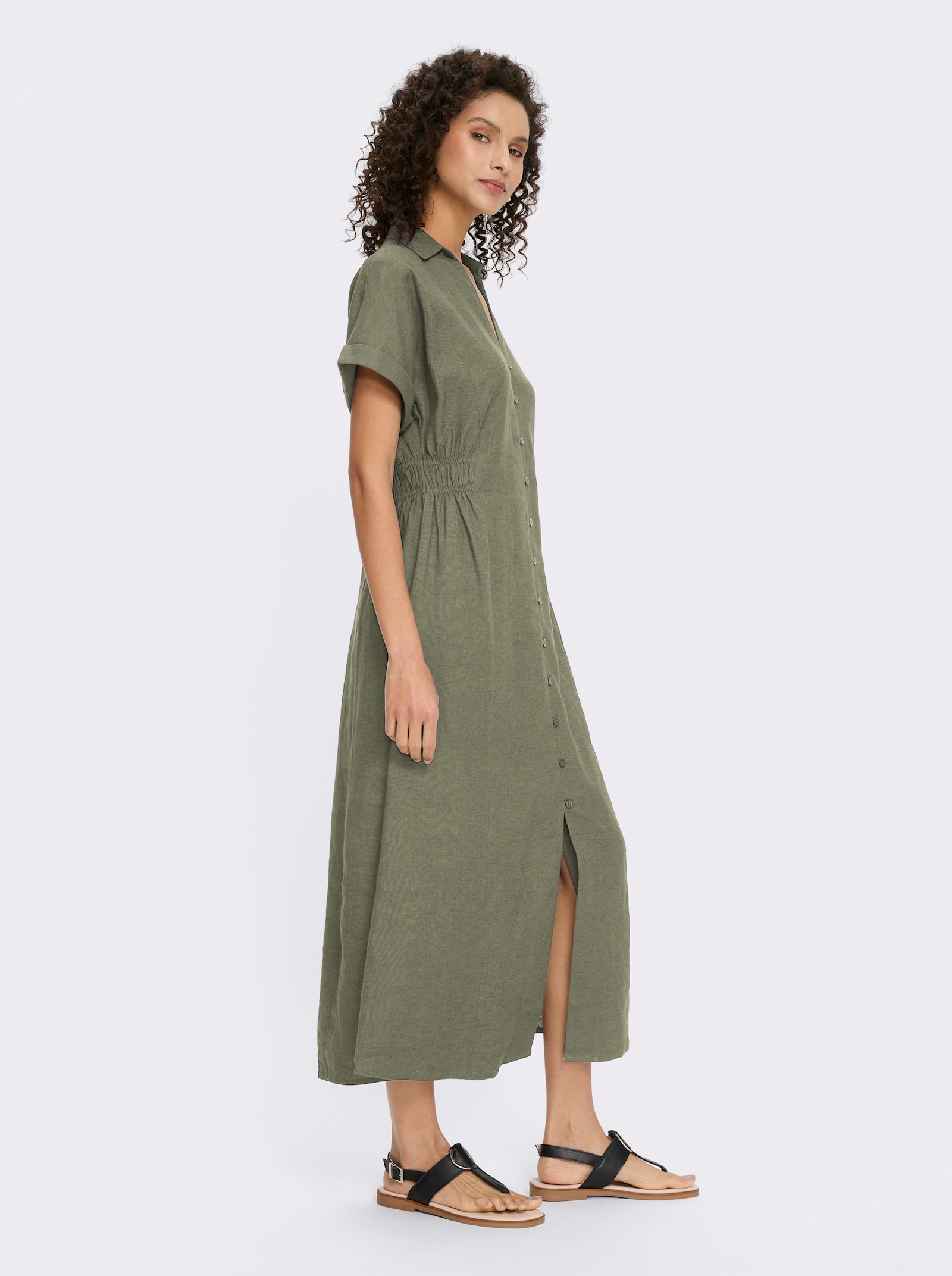 heine Sommerkleid mit Gehschlitz - khaki