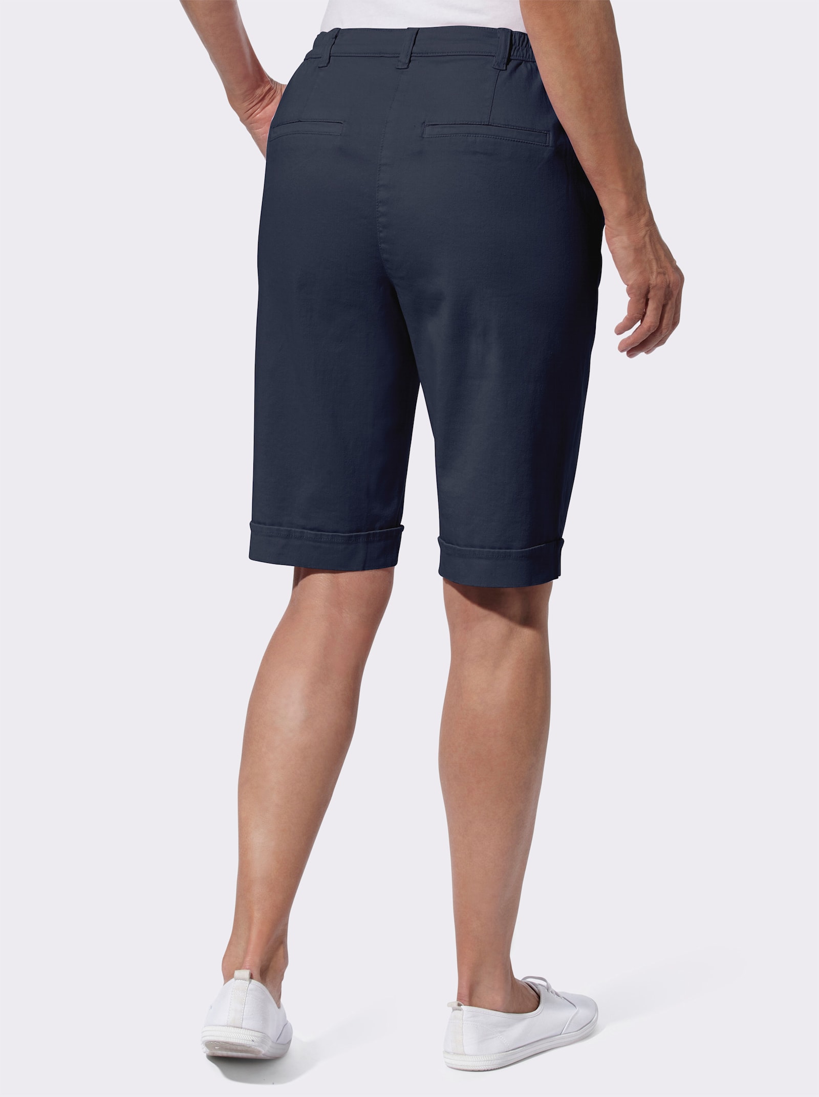 Jeansbermudas, resårlinning bak - marin