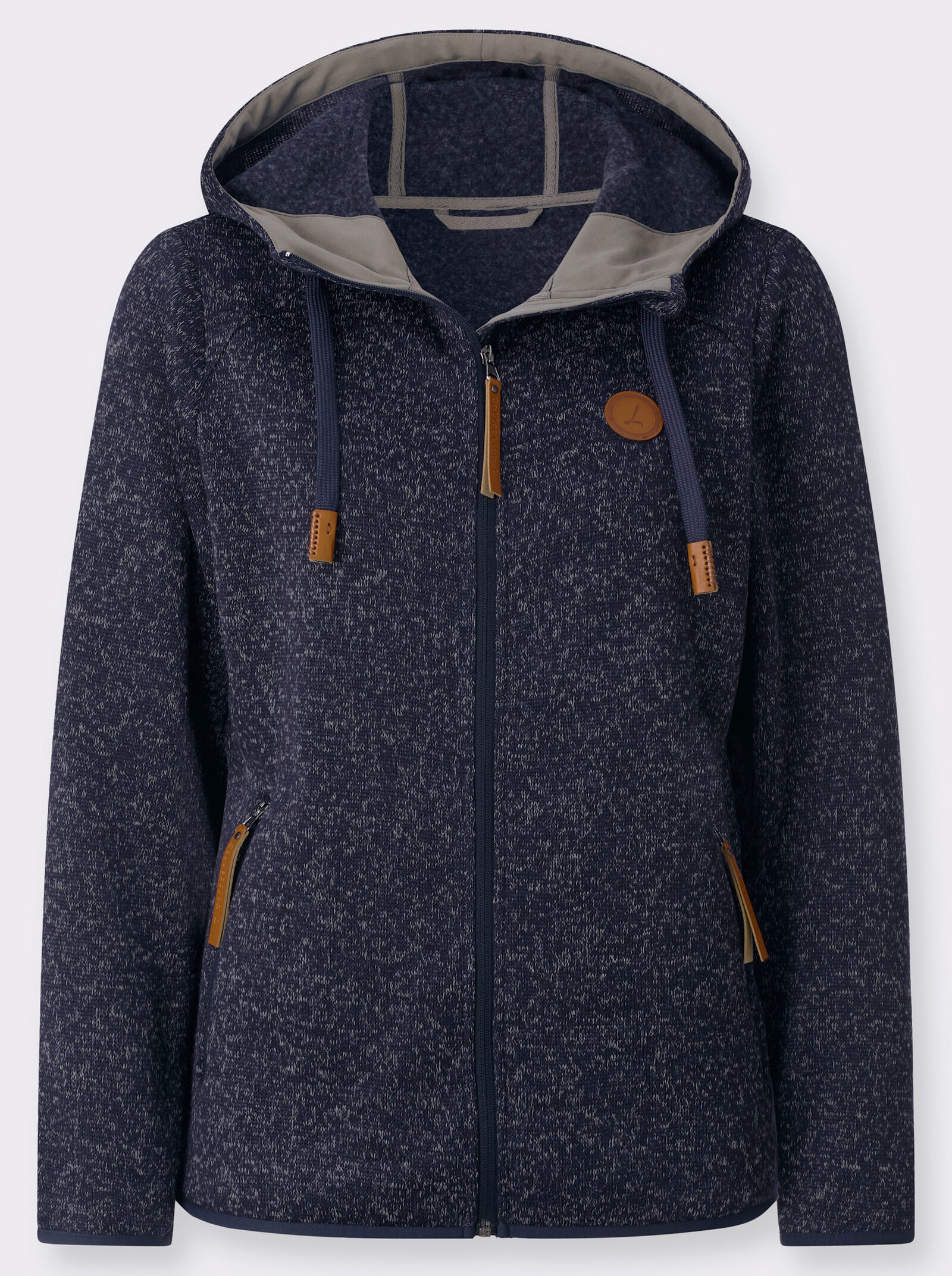 Fleecejacke in Melange-Optik - marine-meliert