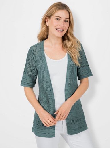 Strickjacke in Ajourstrick - jade
